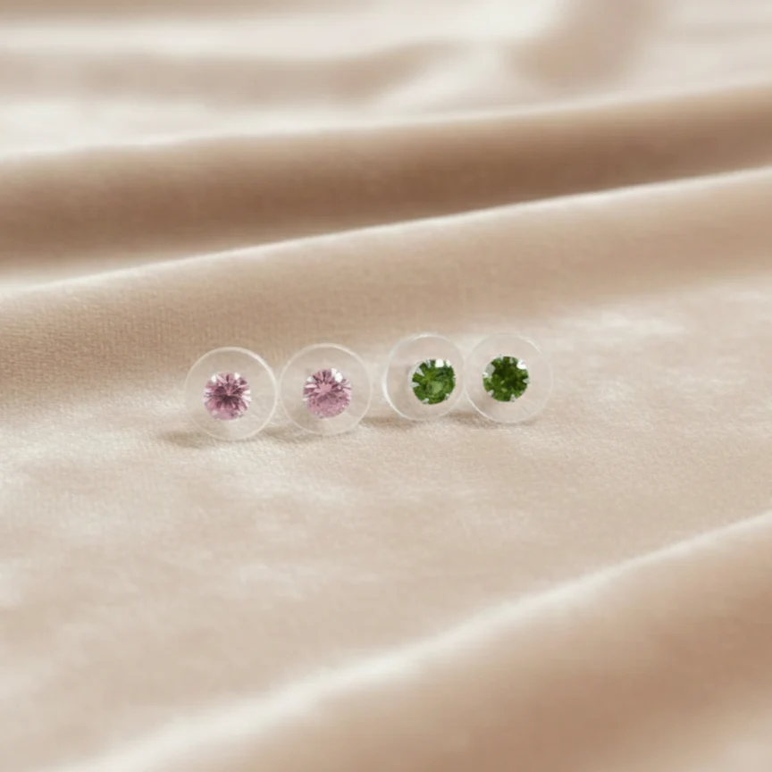 (2 Pcs Combo) Color Your Spark Round Stones Unisex Silver Earrings in Vibrant lung - Image 10
