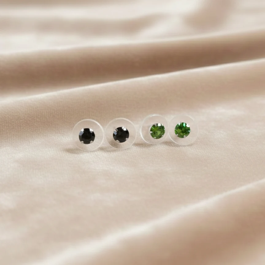(2 Pcs Combo) Color Your Spark Round Stones Unisex Silver Earrings in Vibrant lung - Image 12