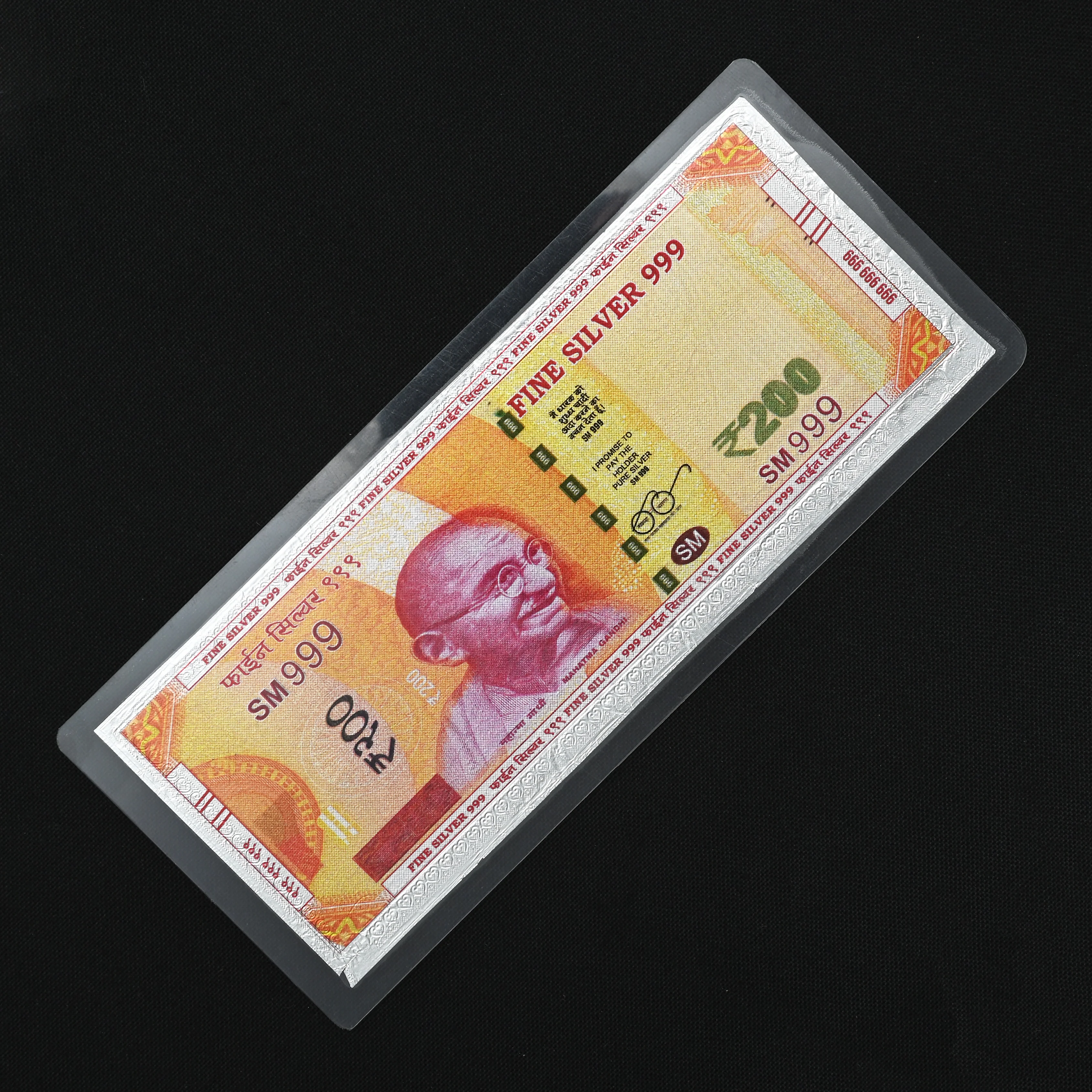 200 Rupee 999 Pure Silver Plated Currency Note - Image 3