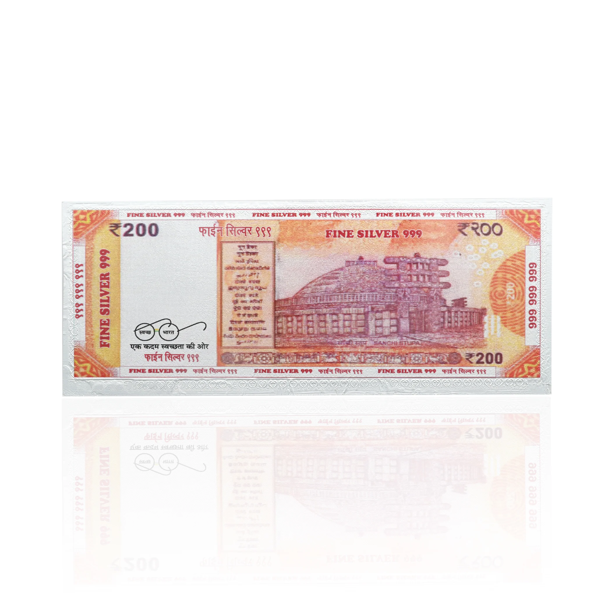 200 Rupee 999 Pure Silver Plated Currency Note - Image 4