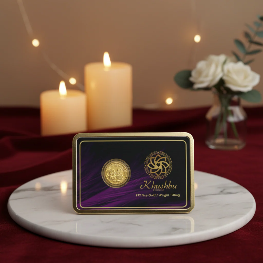 50mg Pure Gold Foil Coin 999 Fine Gold khushbu jewellers - Image 2