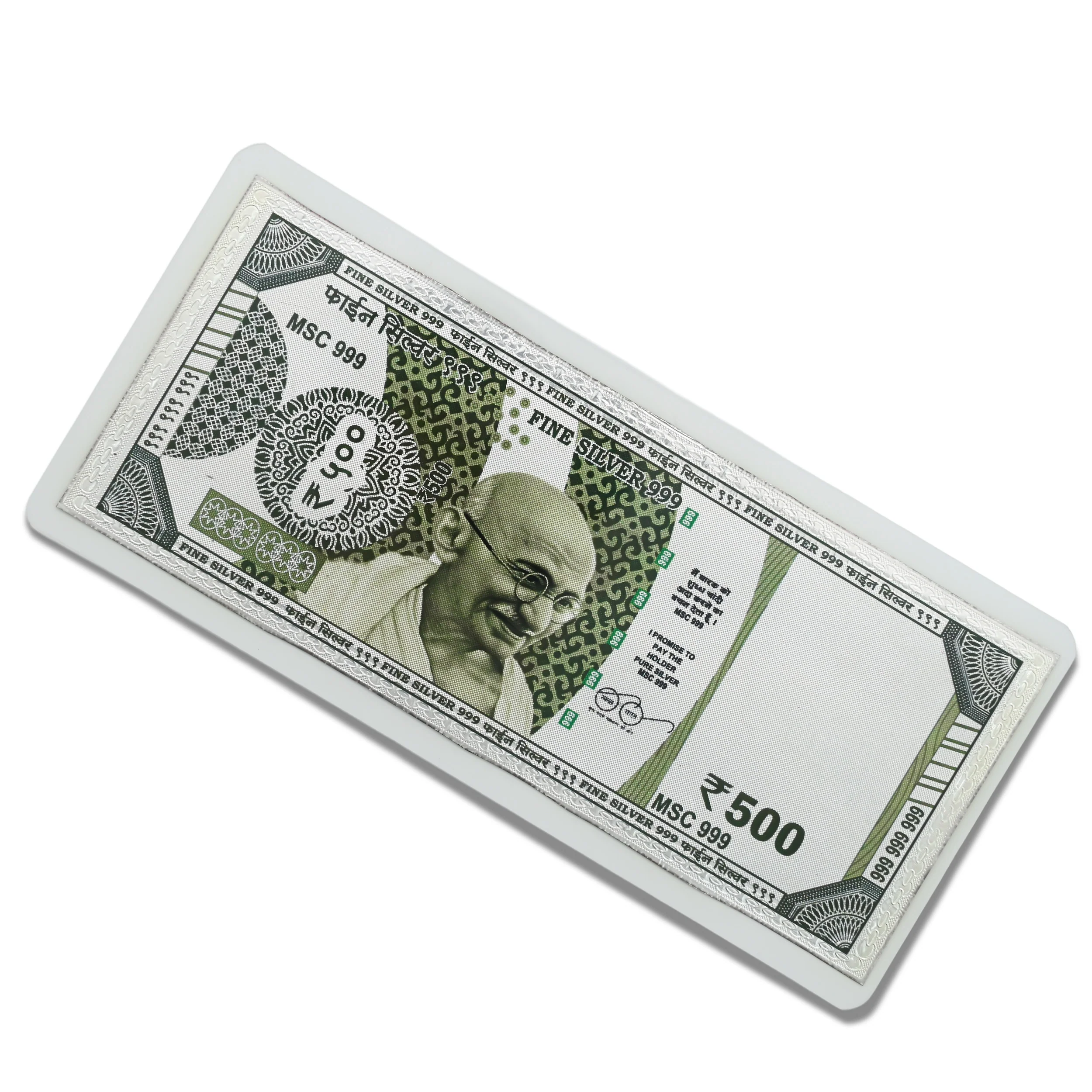 999 Pure Silver Plated 500 Rupees Currency Note - Image 3