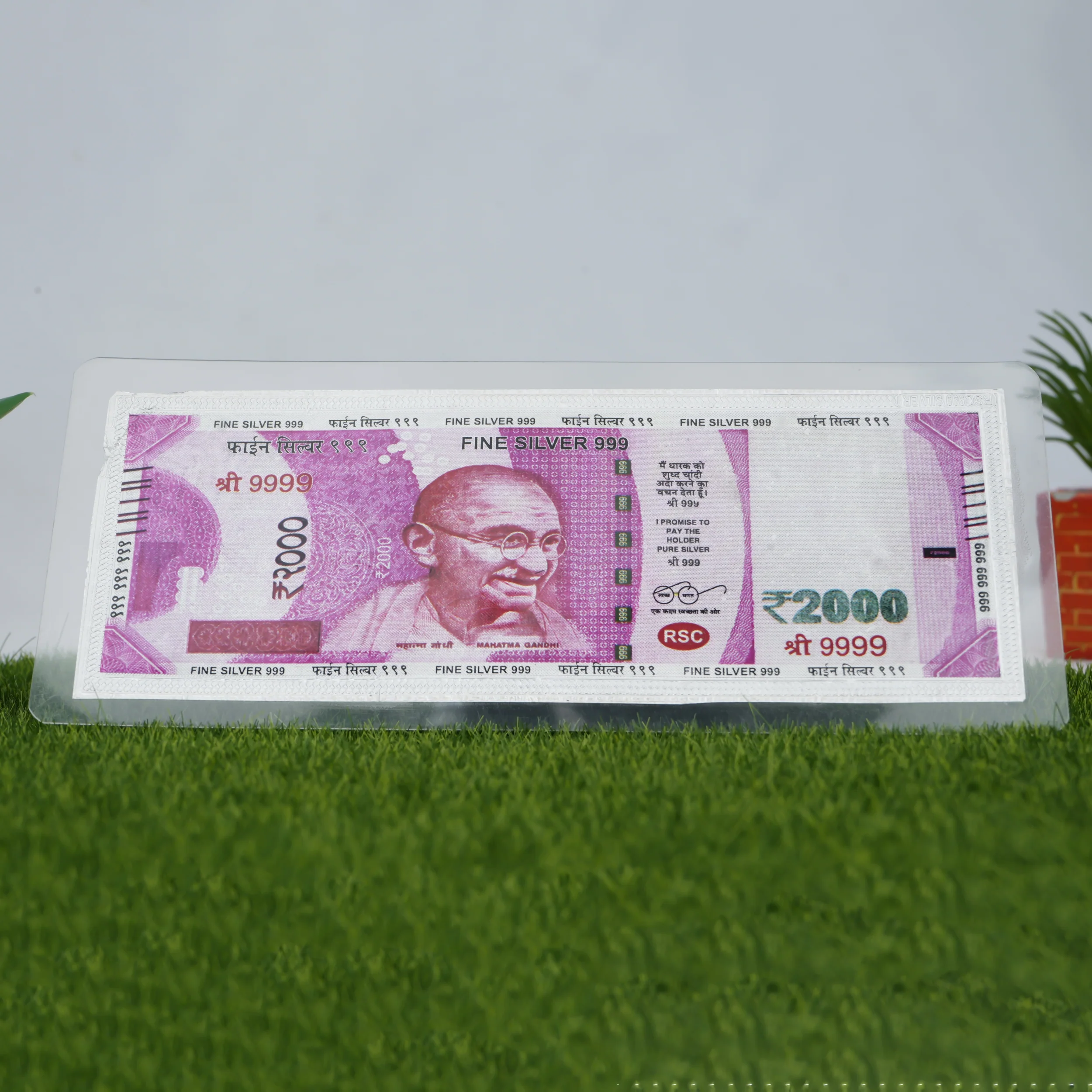 999 Silver Plated 2000 Rupee Note, Khushbu Jewellers - Image 2
