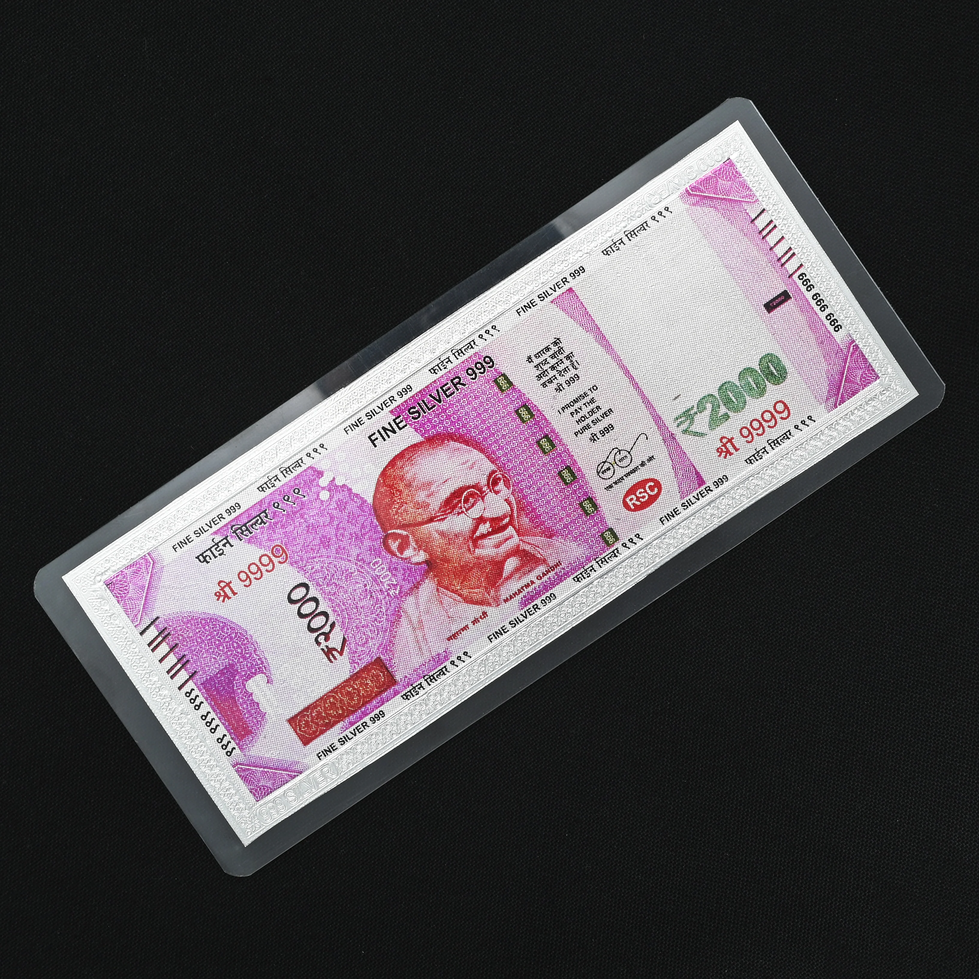 999 Silver Plated 2000 Rupee Note, Khushbu Jewellers - Image 3