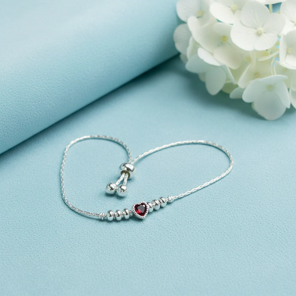 Adjustable Pure Silver Heart Love Bracelet - Image 3