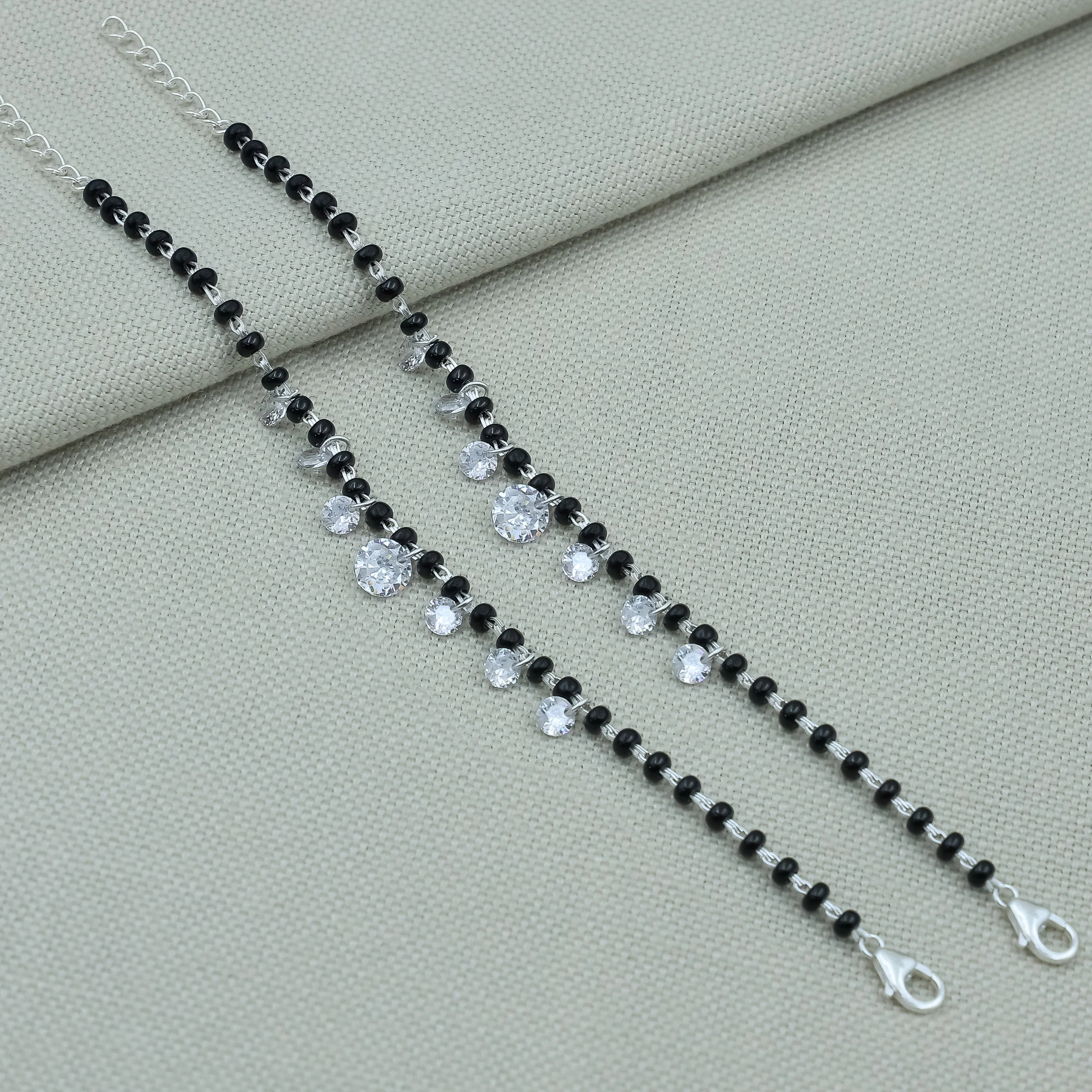 Baby Nazariya Black Beads Silver Bracelet with Drops - Image 2