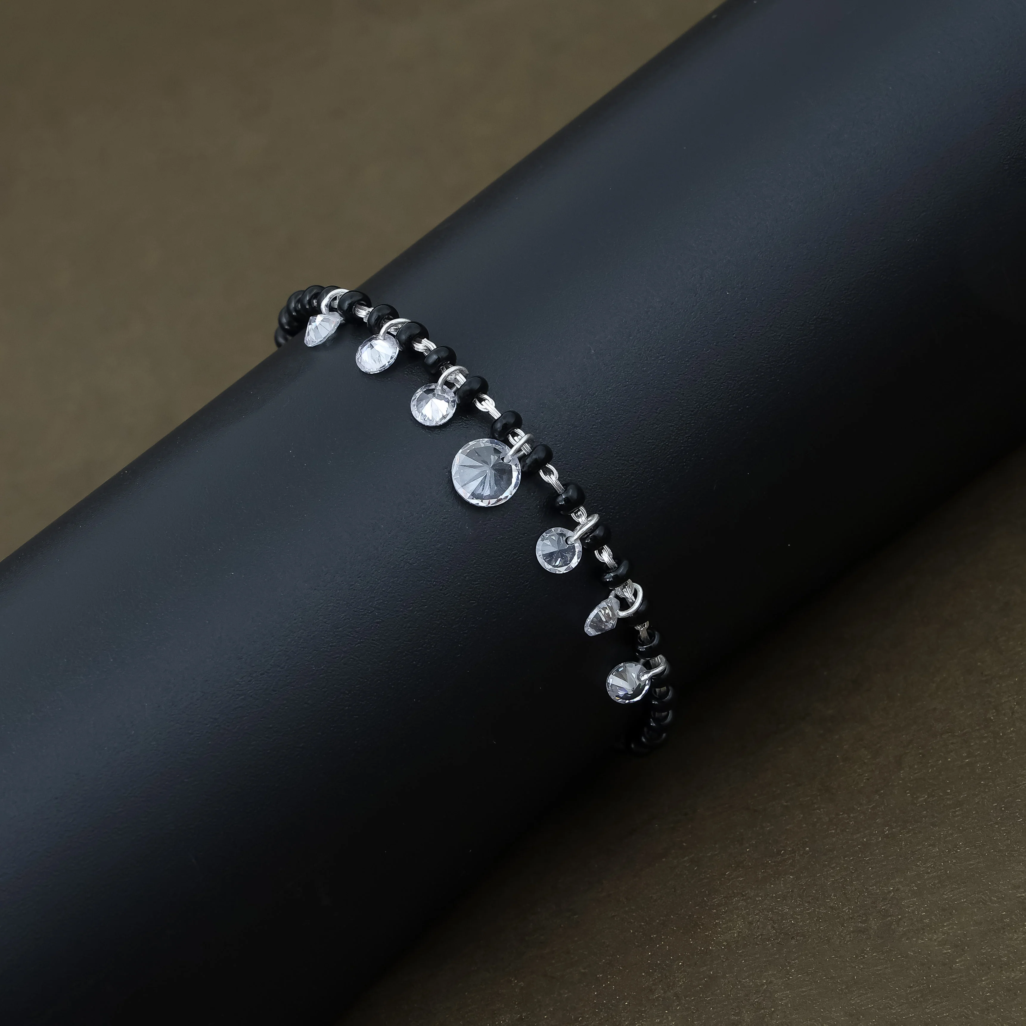 Baby Nazariya Black Beads Silver Bracelet with Drops - Image 3