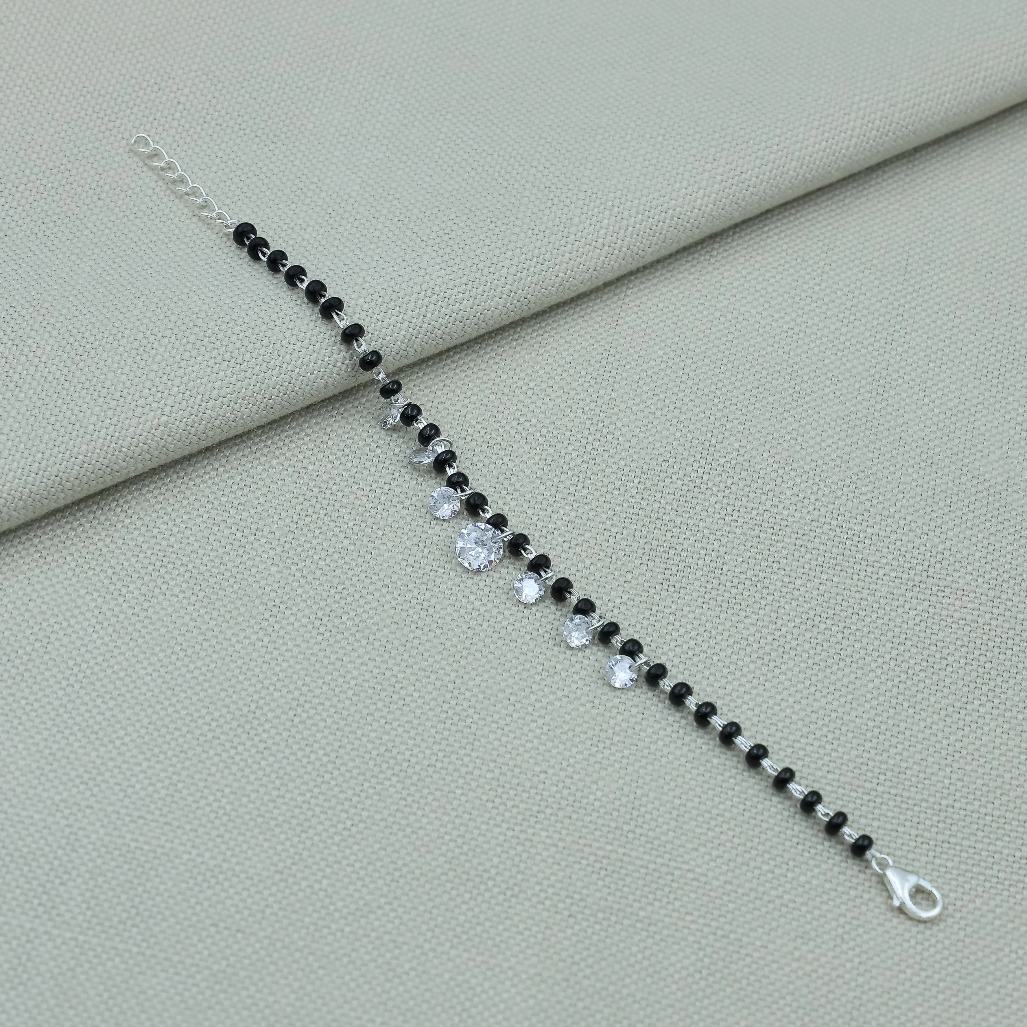 Baby Nazariya Black Beads Silver Bracelet with Drops - Image 4