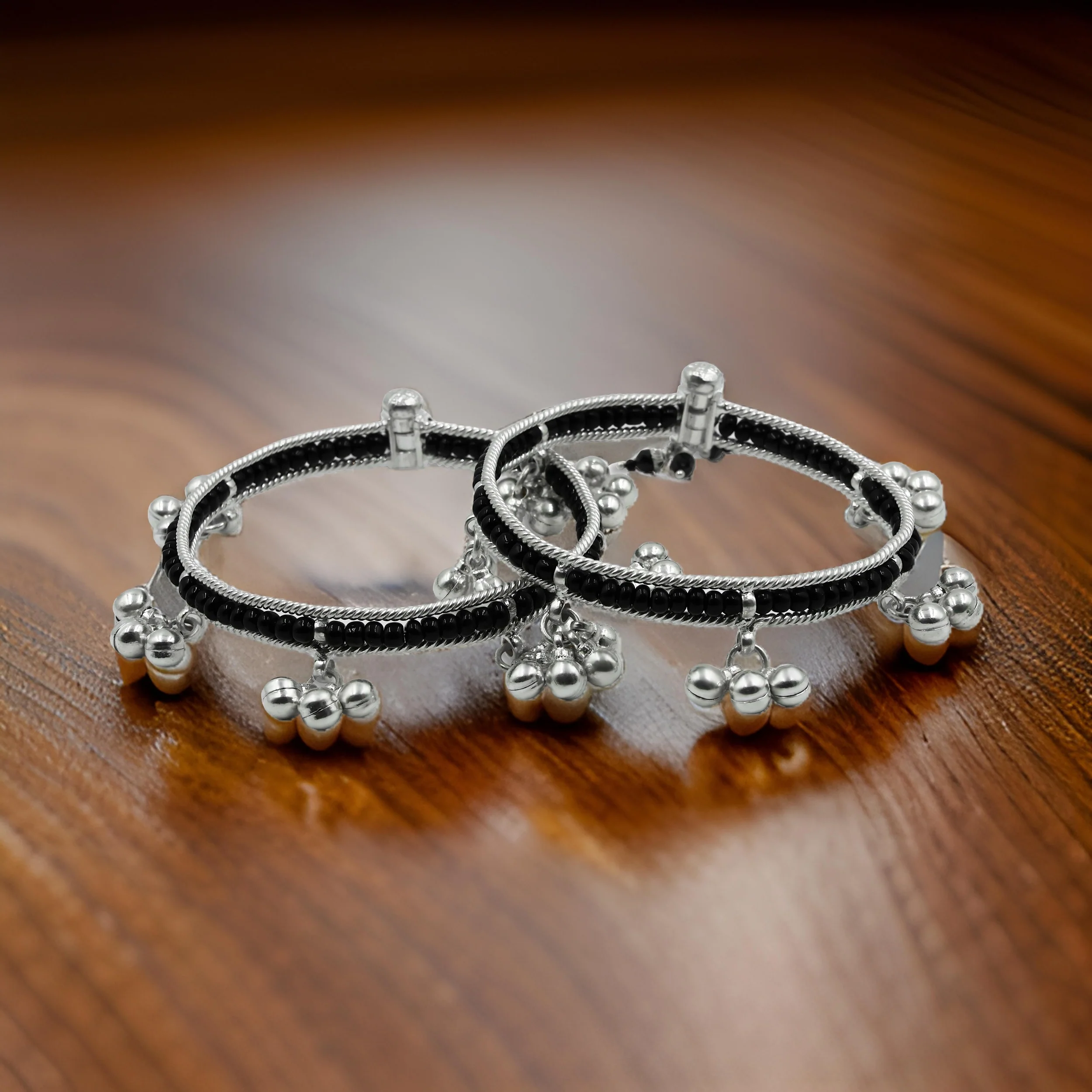 Beautiful Baby Kada with Black Beads and Ghunghroo A Touch of Tradition and Elegance - Image 3