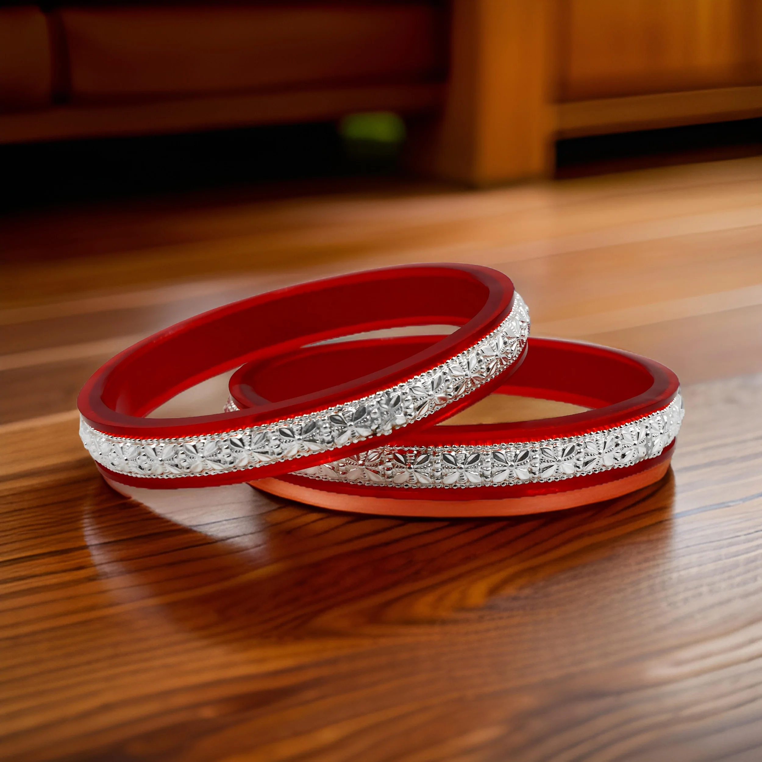 Beautiful Design Silver Bangle Set For Women's - Image 3