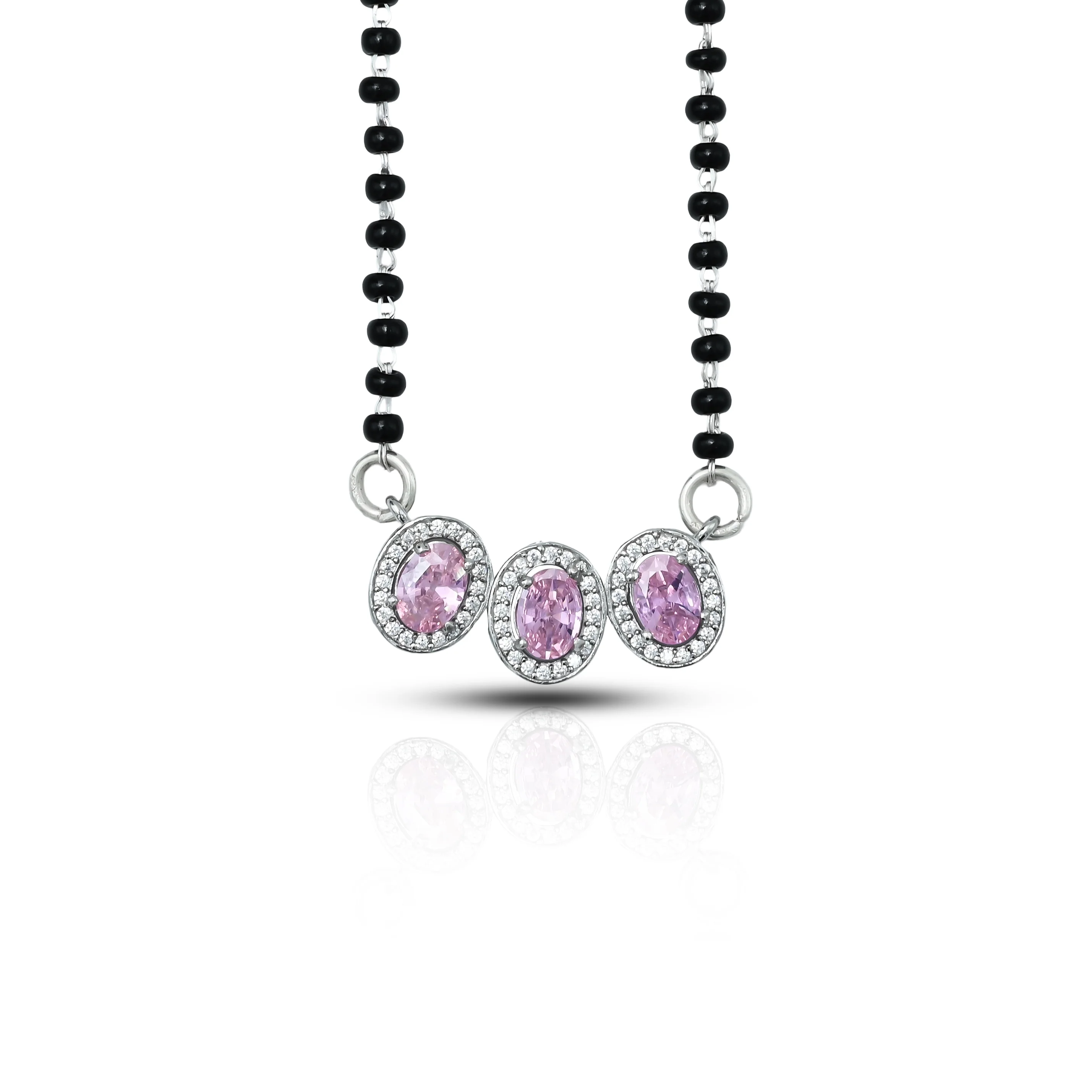 Beautiful Mangalsutra Adorned with a Pink Sapphire and American Diamonds - Image 3