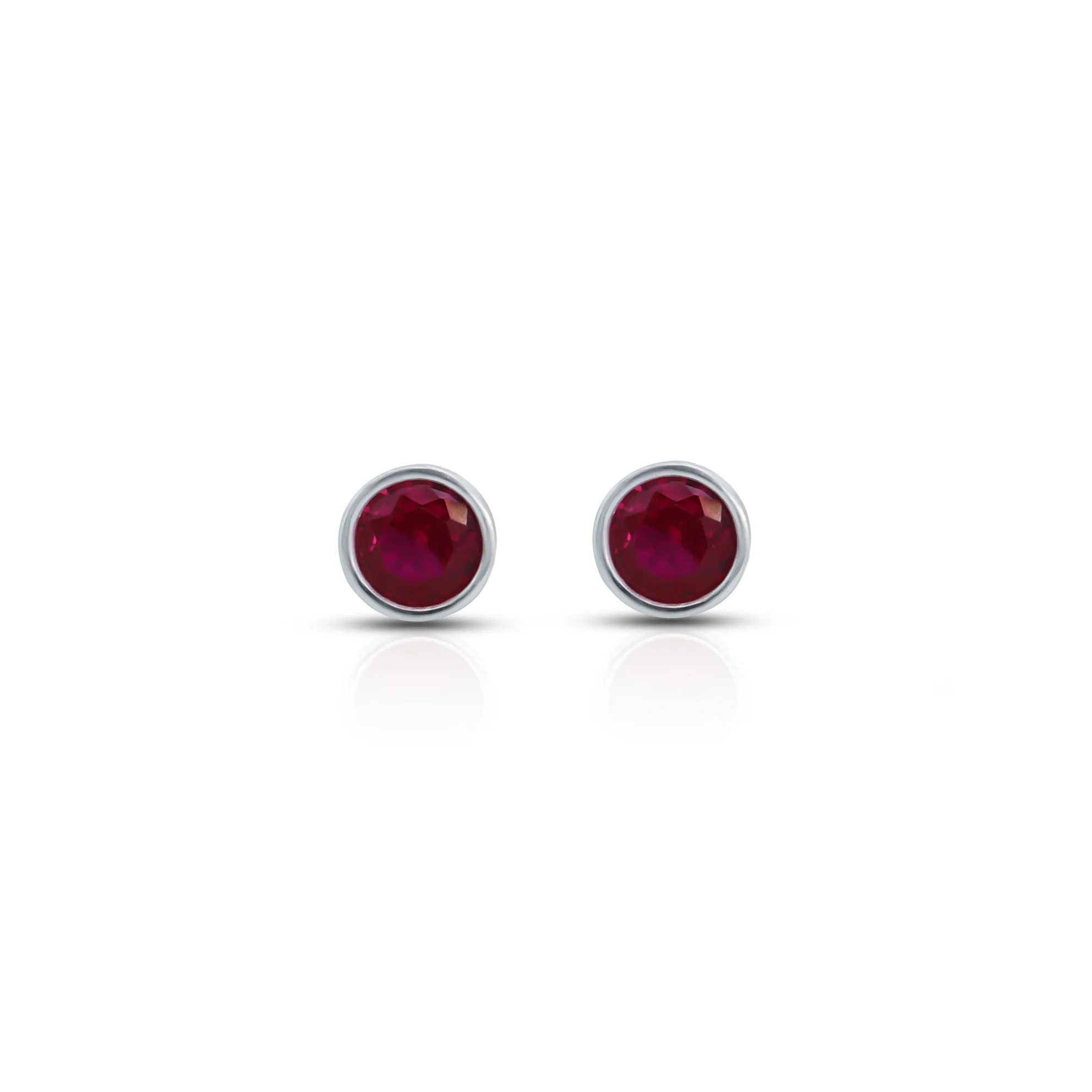 Beautiful Round Pink Stone Silver Earrings - Image 2