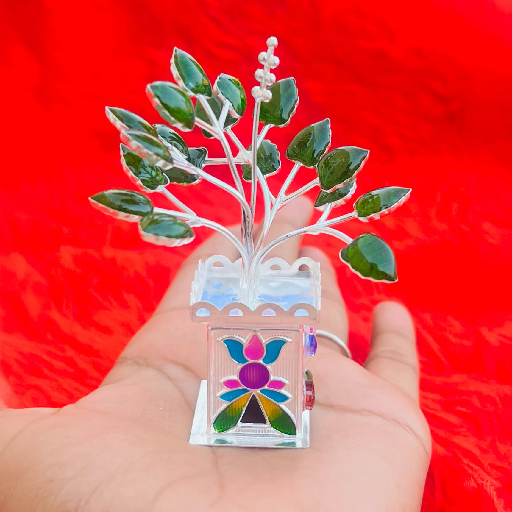 Beautiful Silver Tulsi Plant, Sacred Symbol of Purity and Devotion. - Image 2