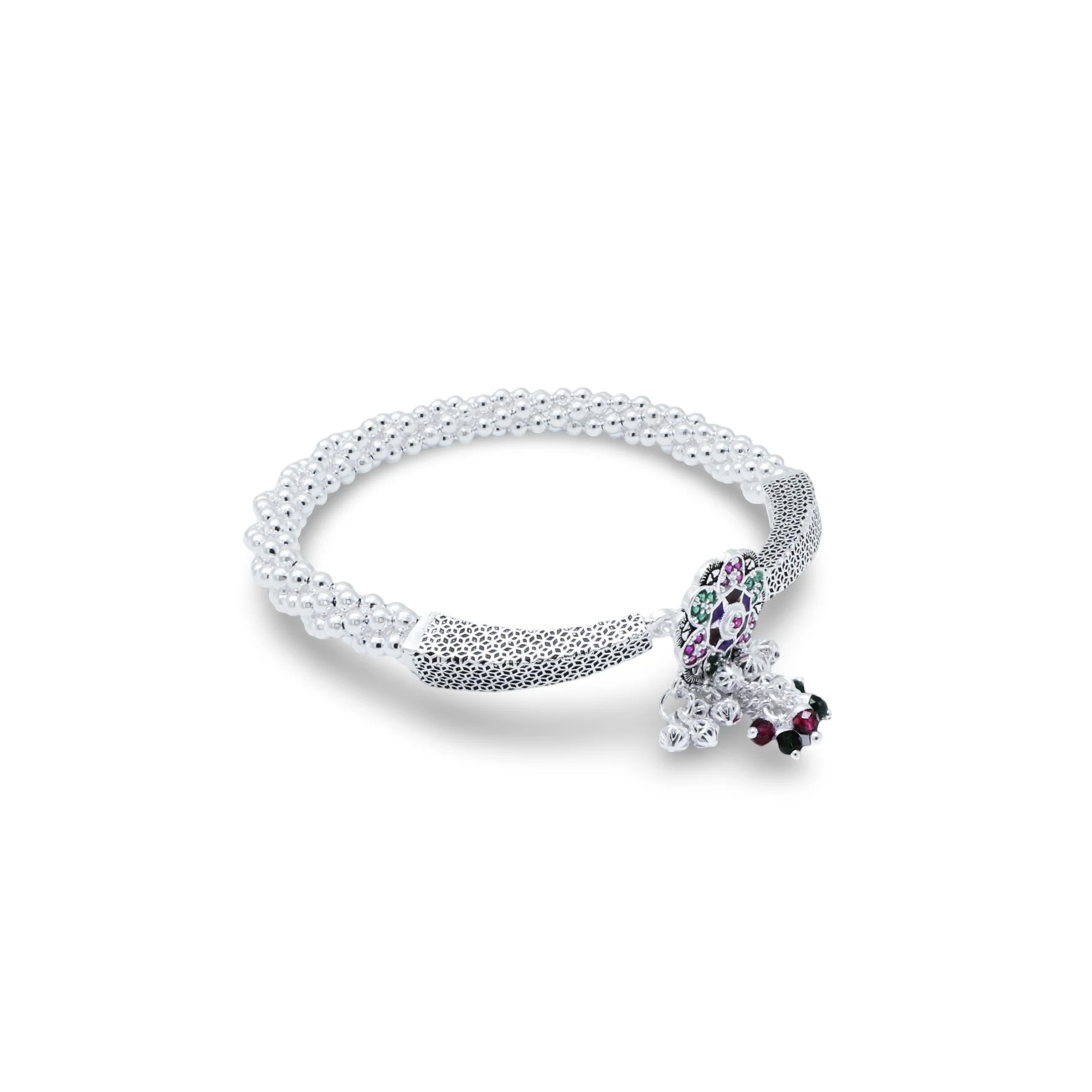 Beautifull Flower Design Silver Kada Payal For Women's - Image 3