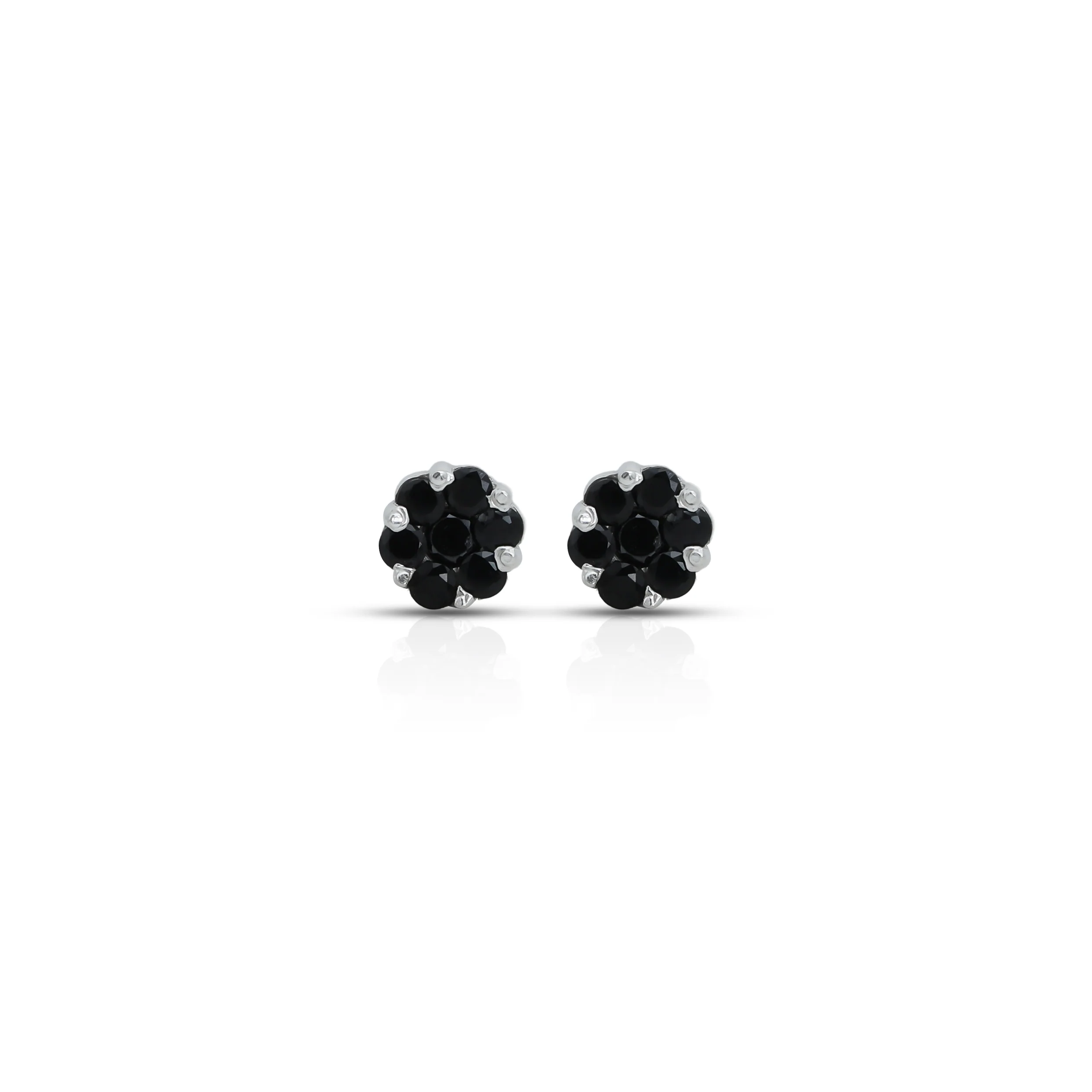 Black Gemstone Sterling Silver Earrings - Image 2