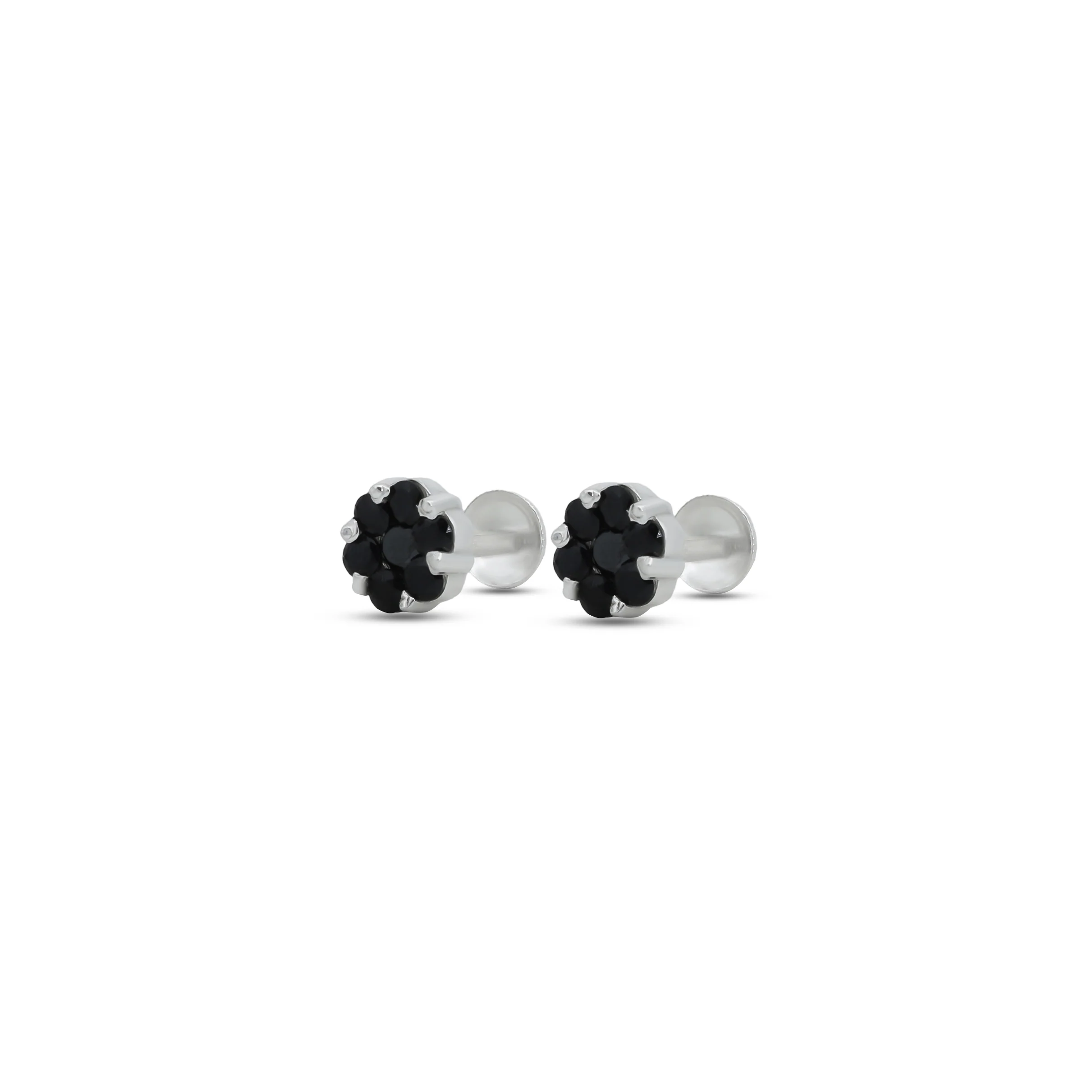 Black Gemstone Sterling Silver Earrings - Image 3