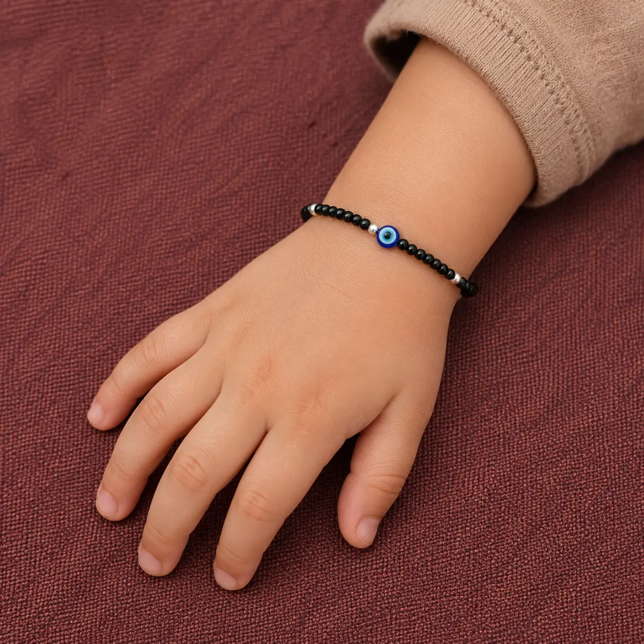 Blue Evil Eye Protection Beaded Bracelet - Image 2