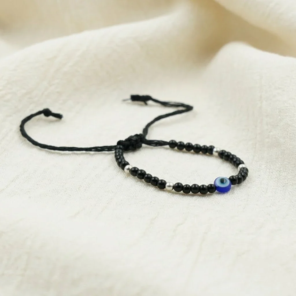 Blue Evil Eye Protection Beaded Bracelet - Image 3