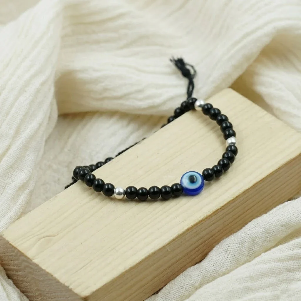Blue Evil Eye Protection Beaded Bracelet - Image 4