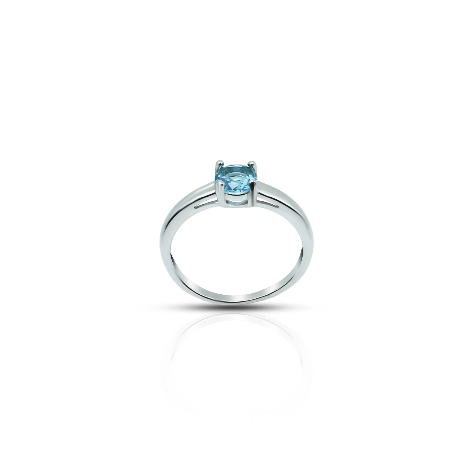 Blue Topaz Round Shaped Sterling Silver Ring - Image 2