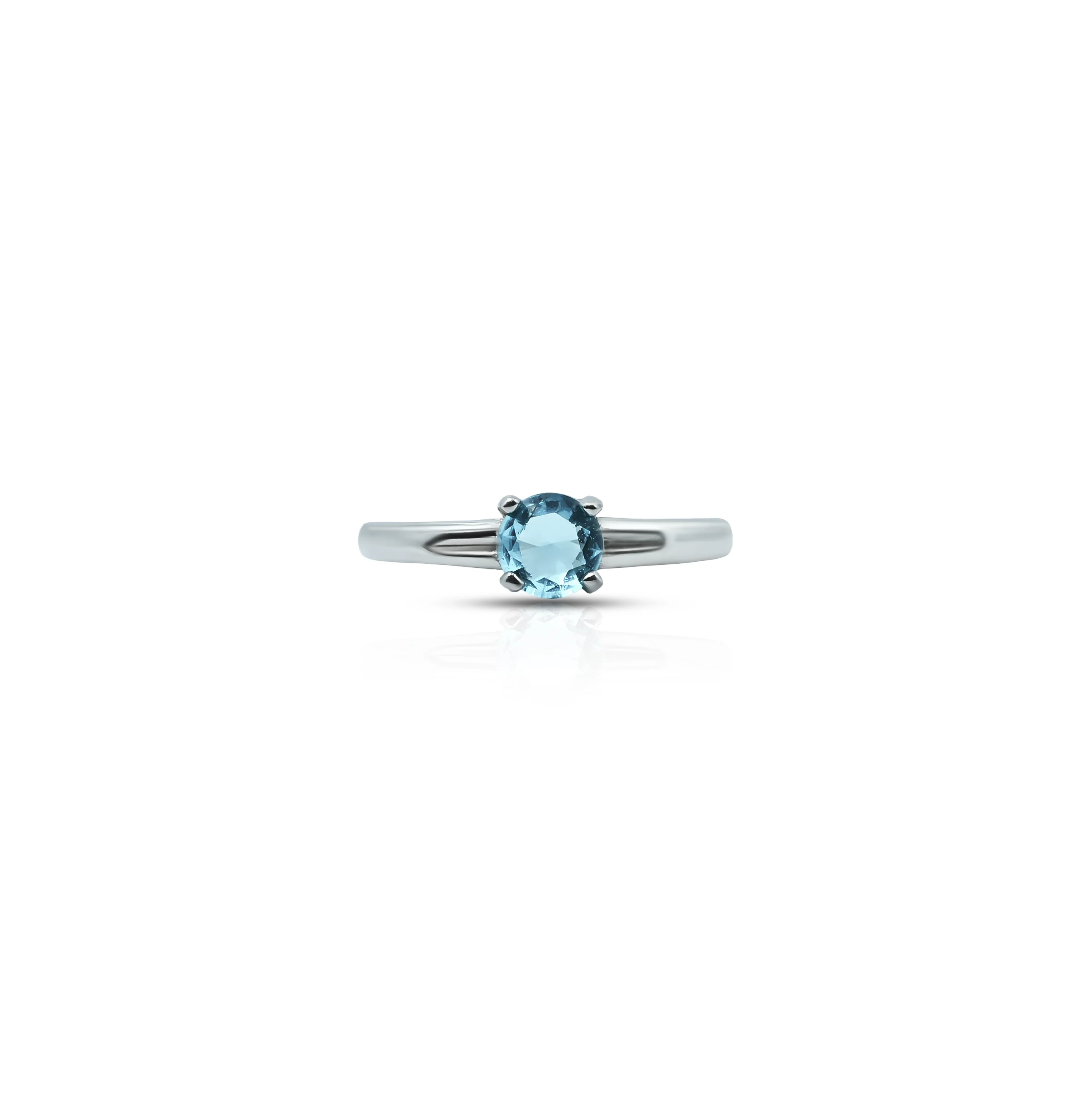 Blue Topaz Round Shaped Sterling Silver Ring - Image 3