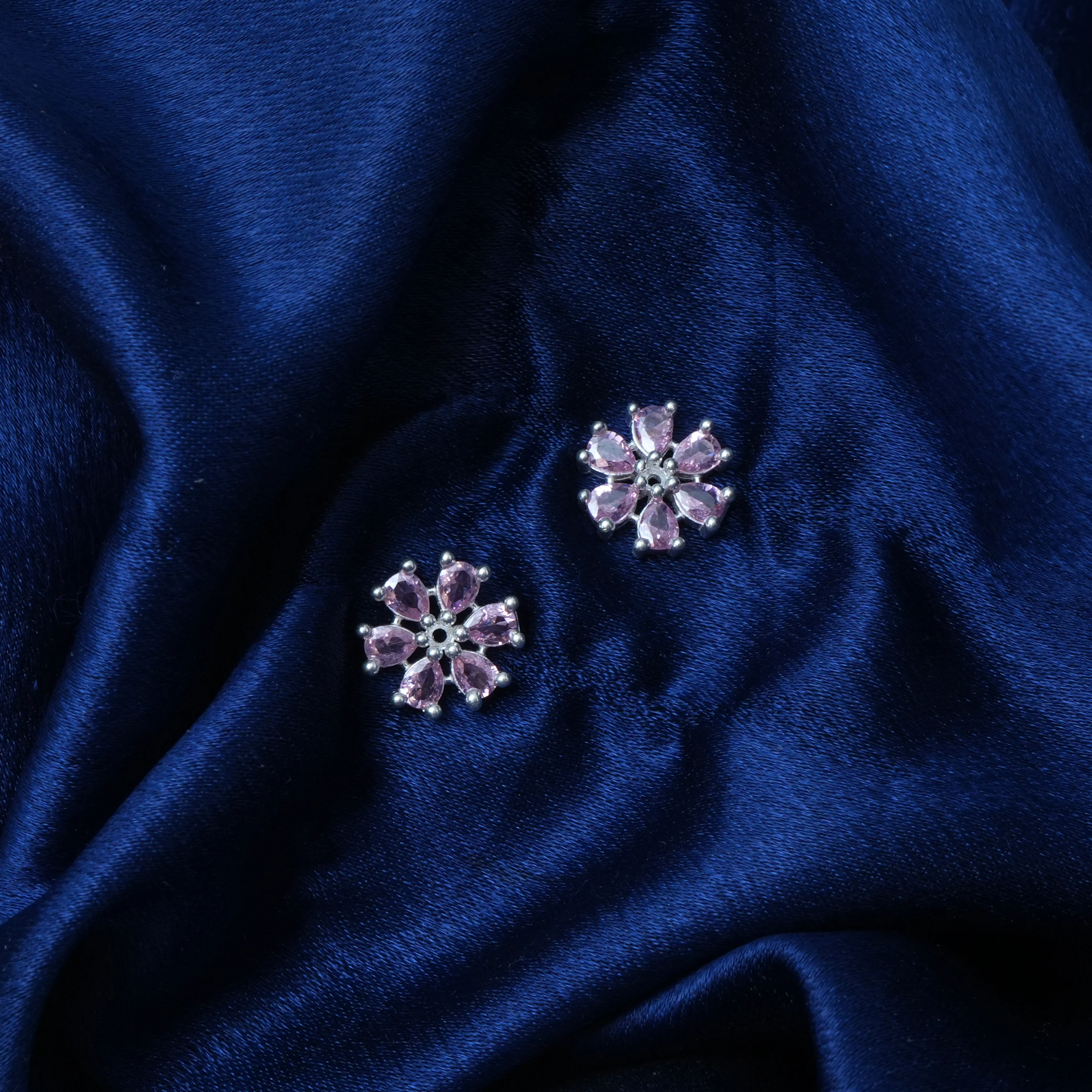 Blush in Silver Light Pink Stone Earrings - Image 3