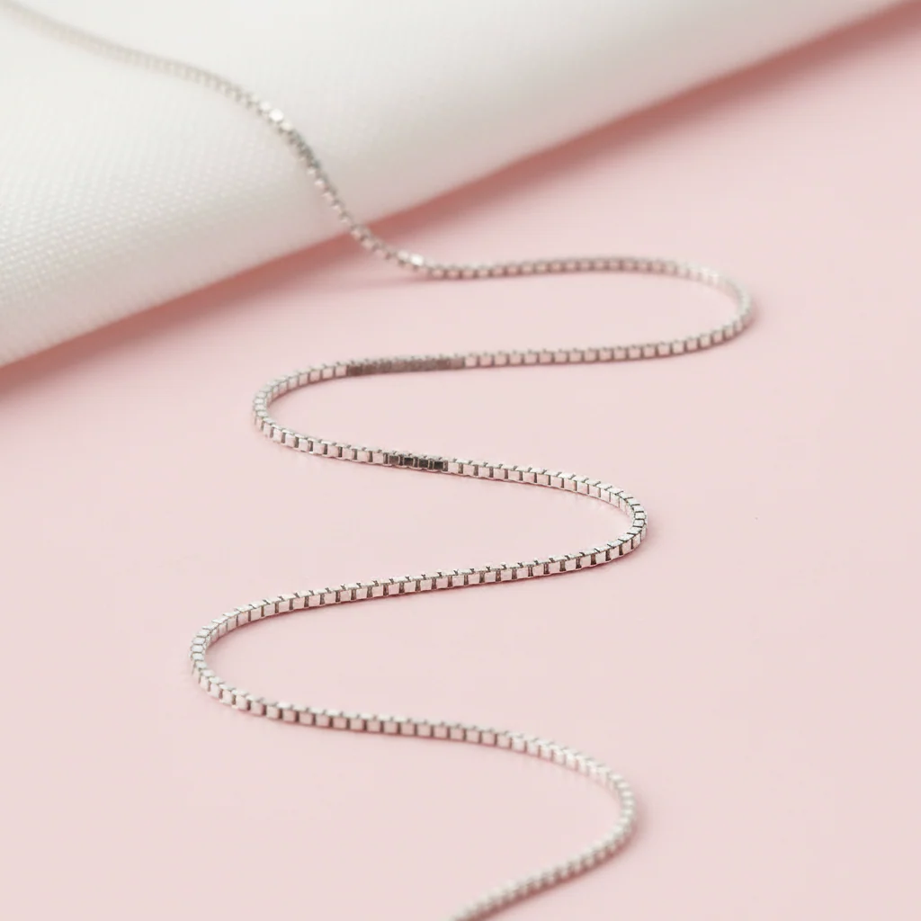 Box Design Silver Chain for Men & Women Pure Silver - Image 3