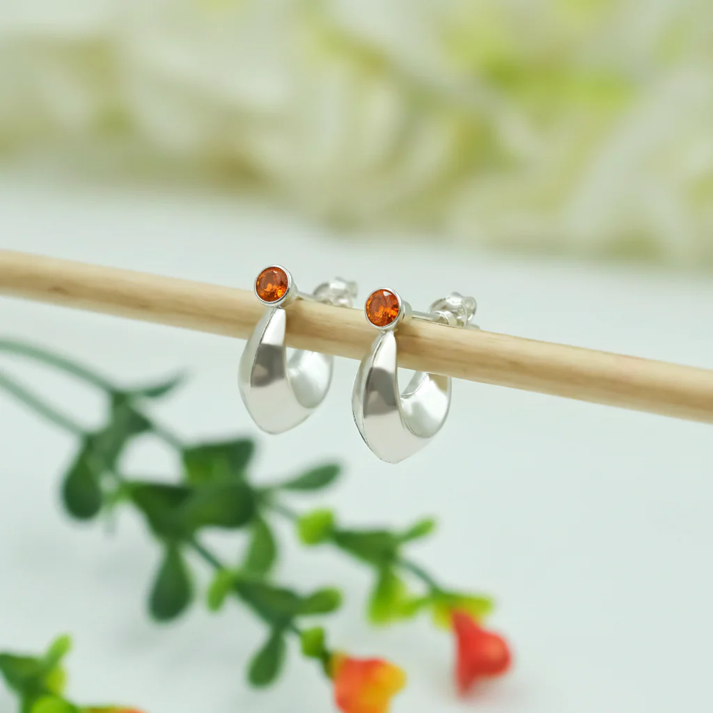 Boys Silver Bali Earrings with Plain Look & Stones - Image 14