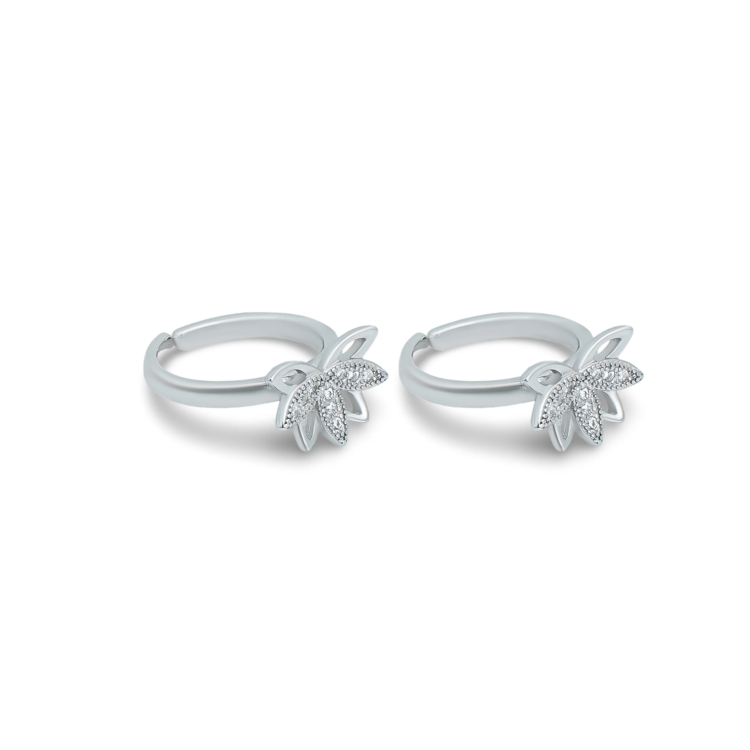 Butterfly and Leaf Deisgn Silver Toe Ring For Girls - Image 4
