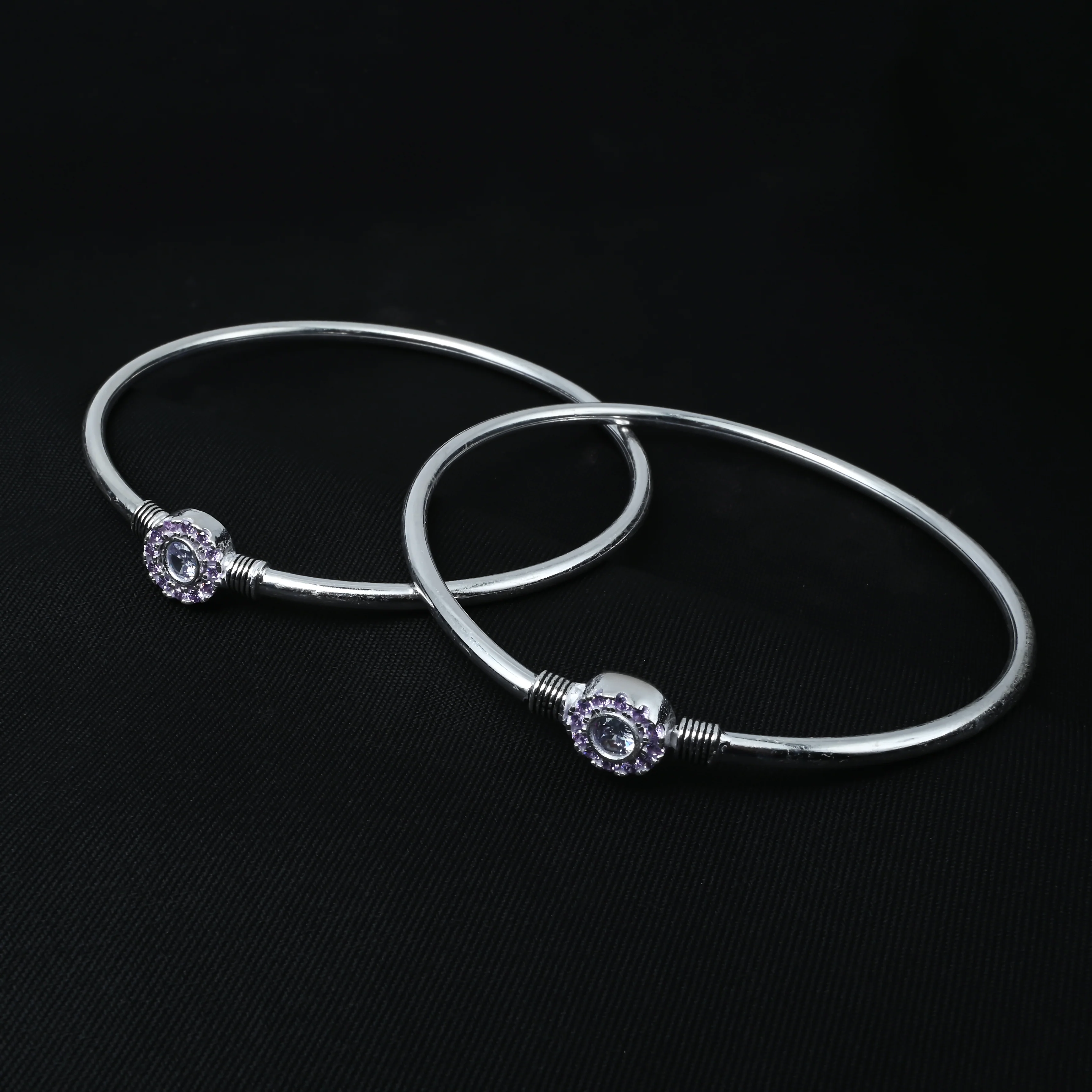 Center White Stone Silver Kada Payal - Image 3