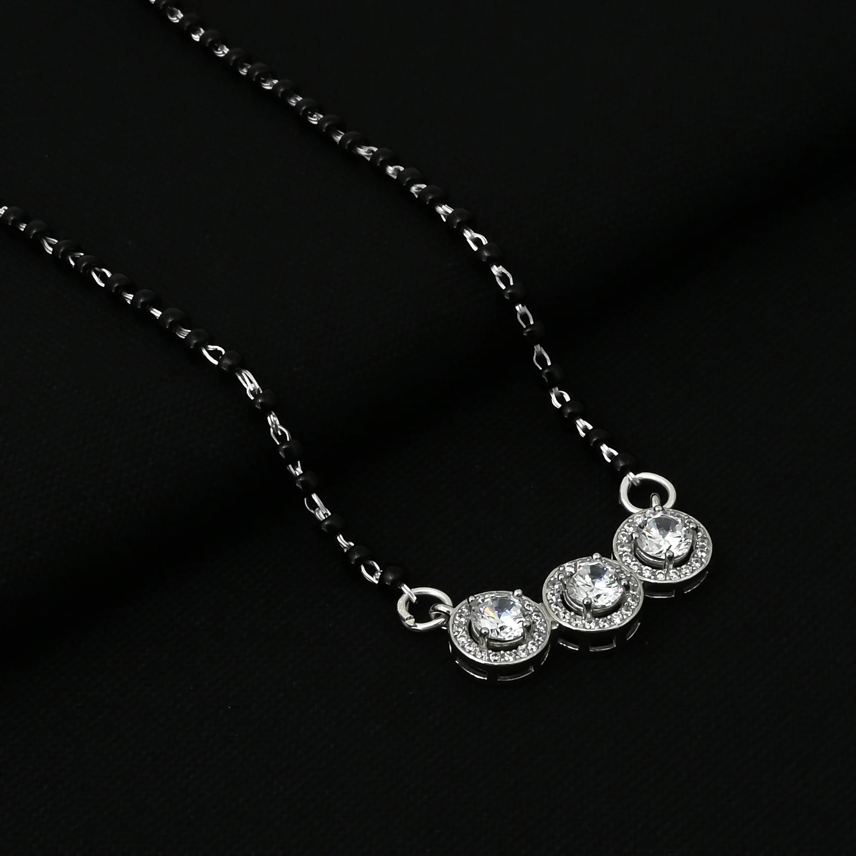 Classic Silver Mangalsutra Featuring Stones and Beads - Image 7