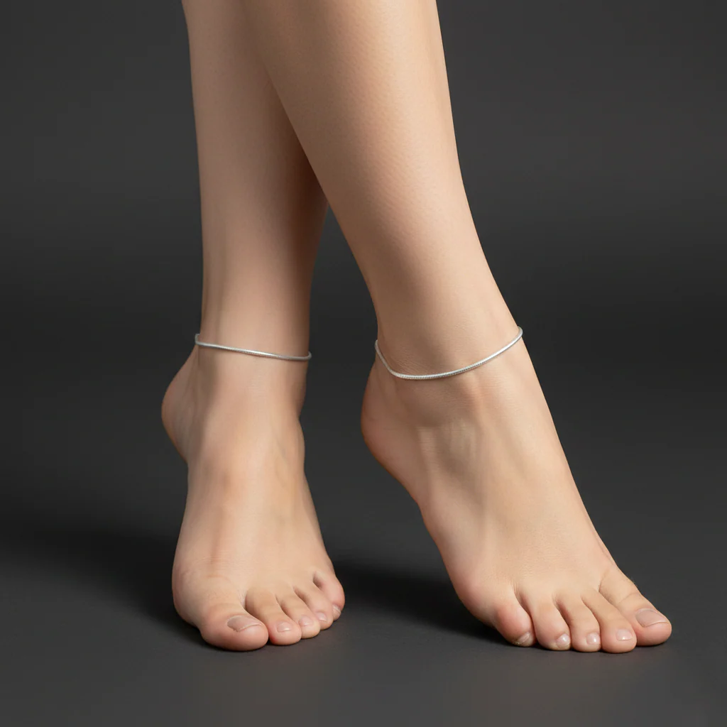 Classic Snake Chain Silver Anklet with S-Hook Lock - Image 6