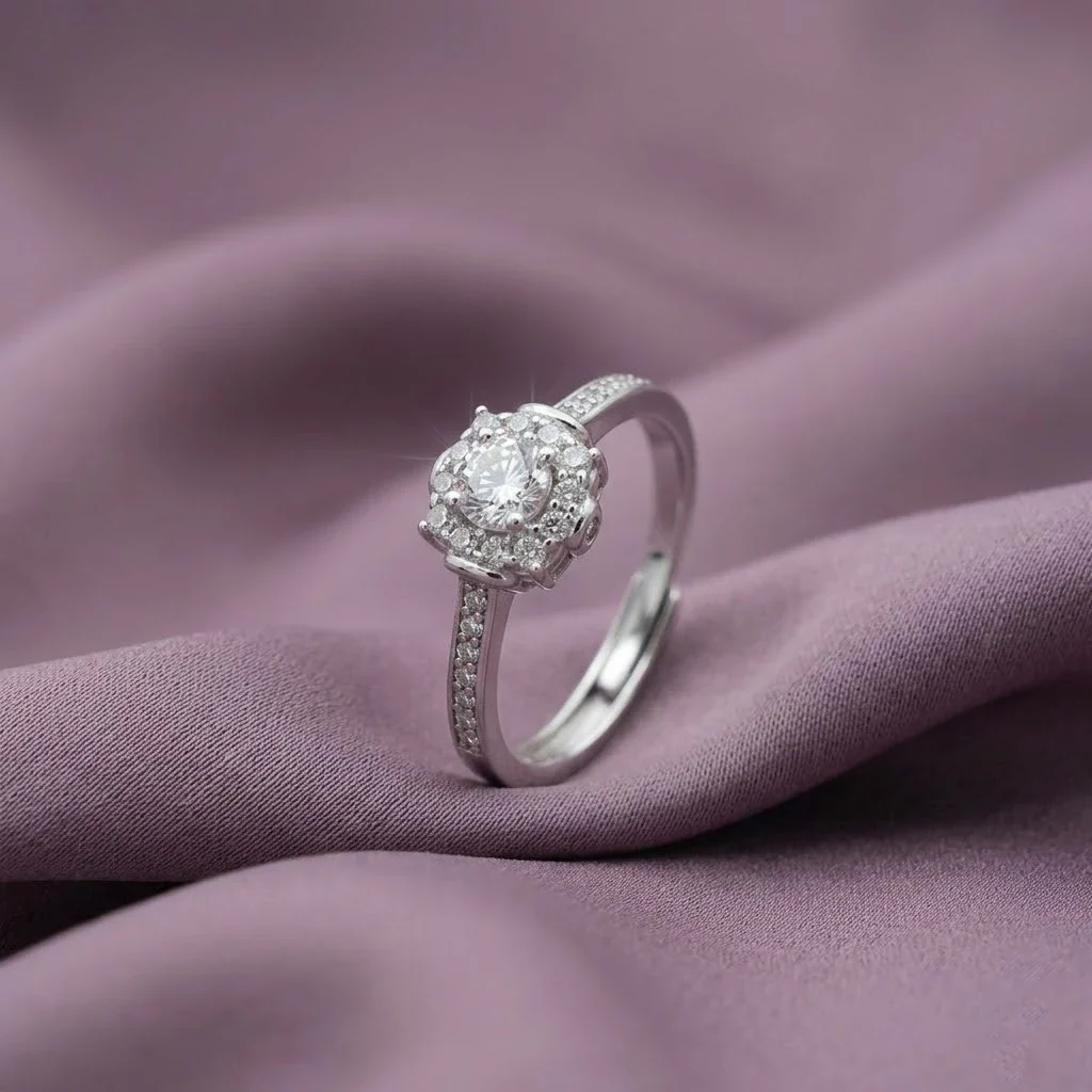 Classic Solitaire Halo Engagement Style Ring - Image 2
