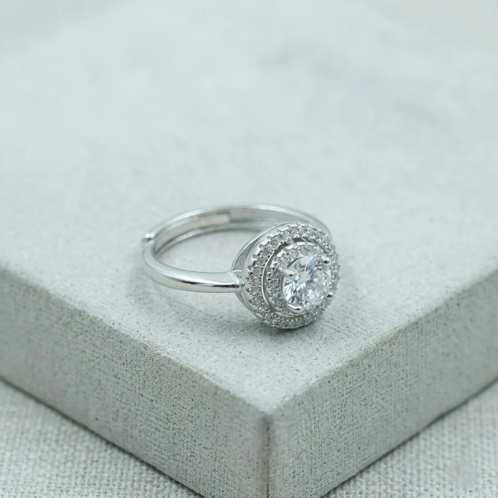 Classic Solitaire Halo Fashion Ring