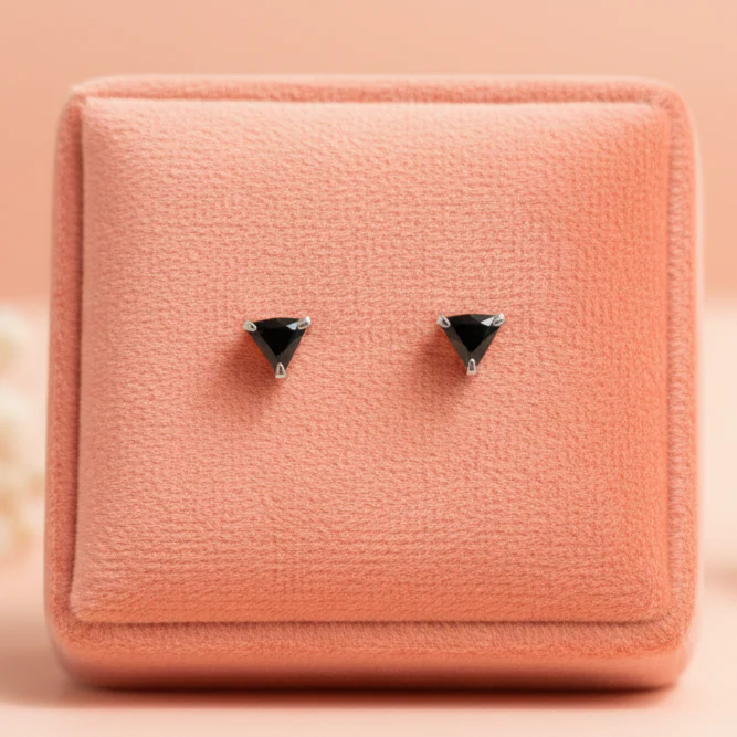 Color Your Spark Triangle Stones Unisex Silver Earrings in Vibrant lung - Image 3