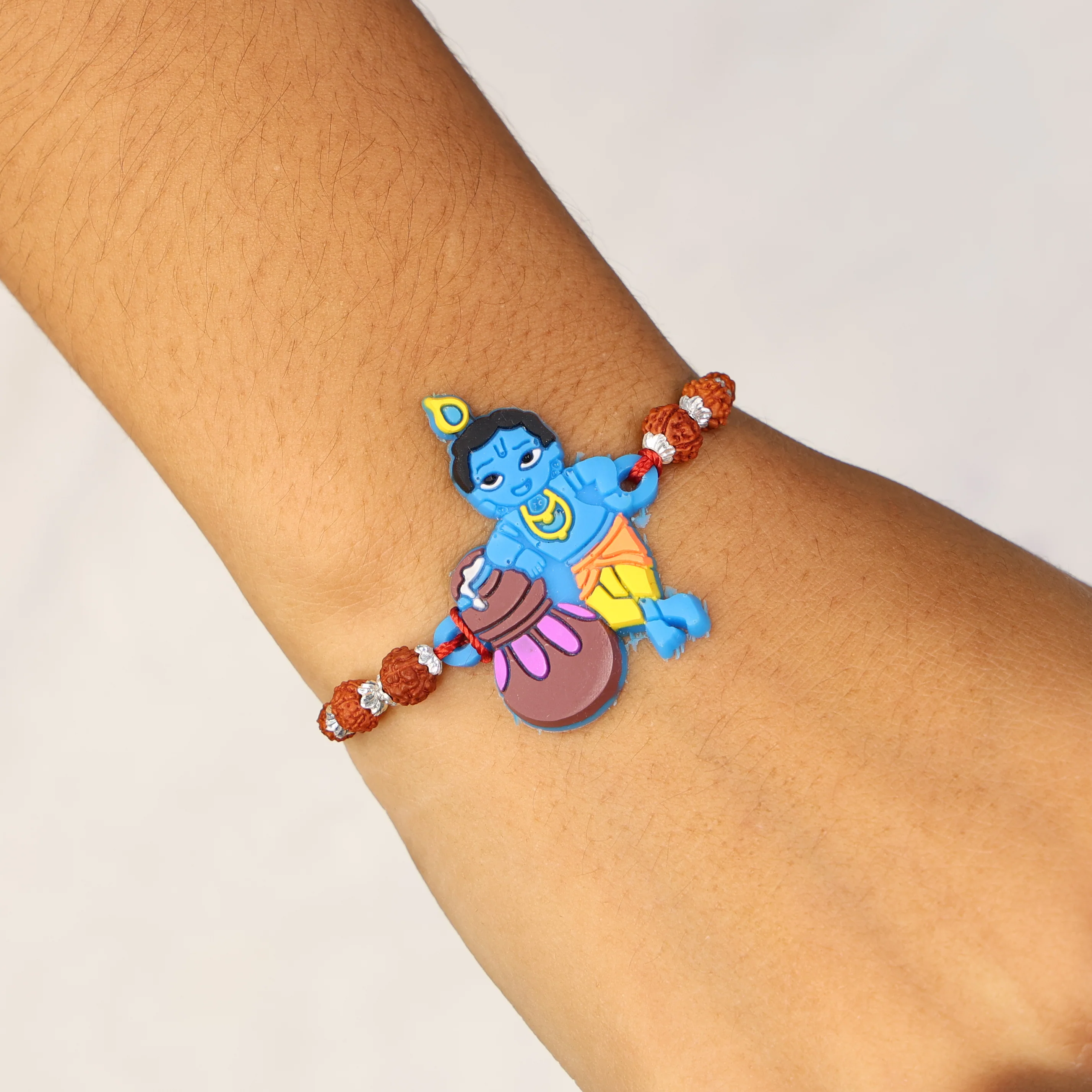 Cute Kanha Silver Kids Rakhi - Image 5