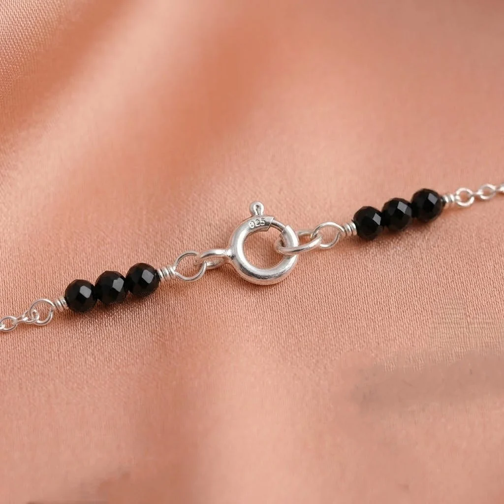 Cute Simple Black Beads Payal/Anklet for Women Lightweight Design - Image 4