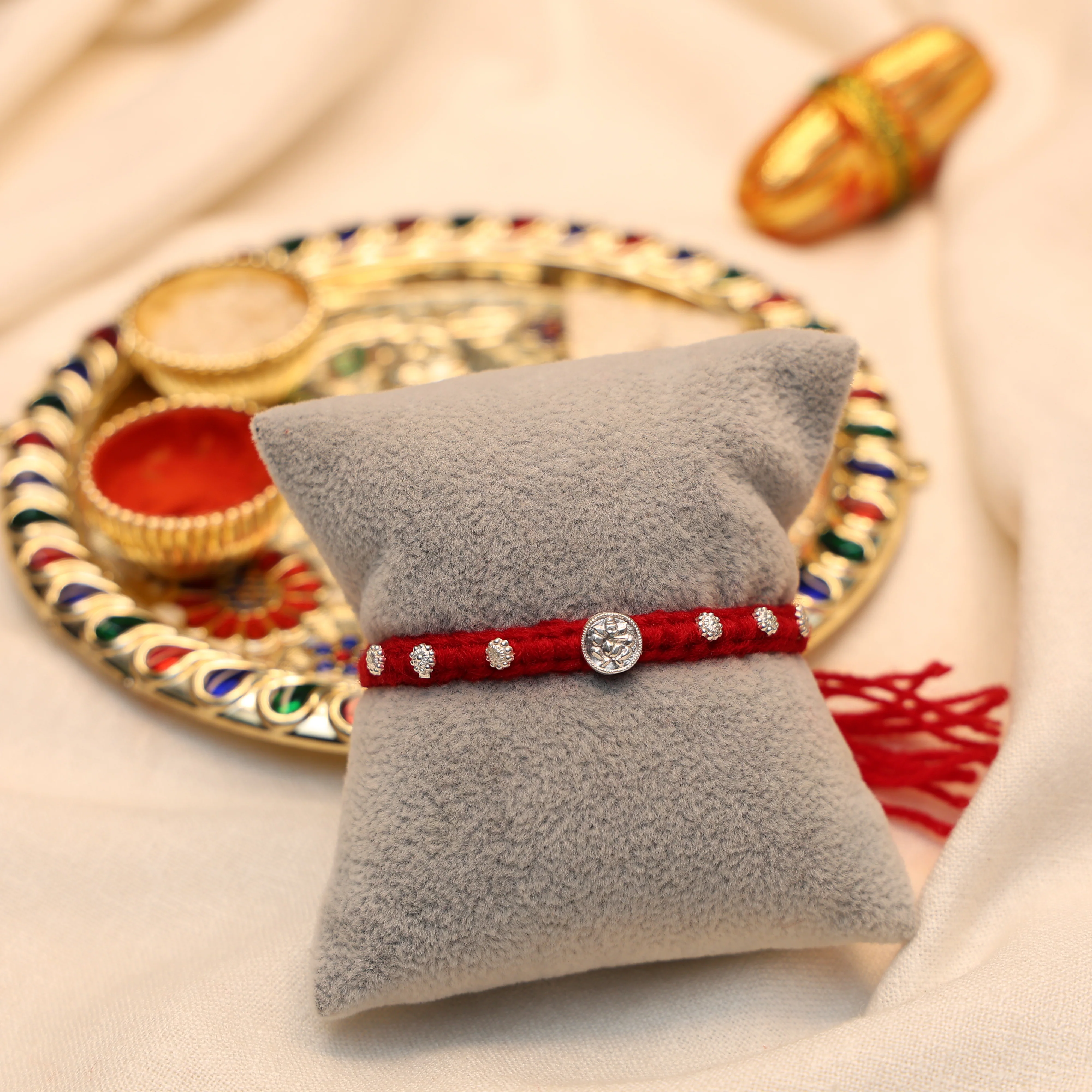 Divine Ganpati Silver Rakhi - Image 2