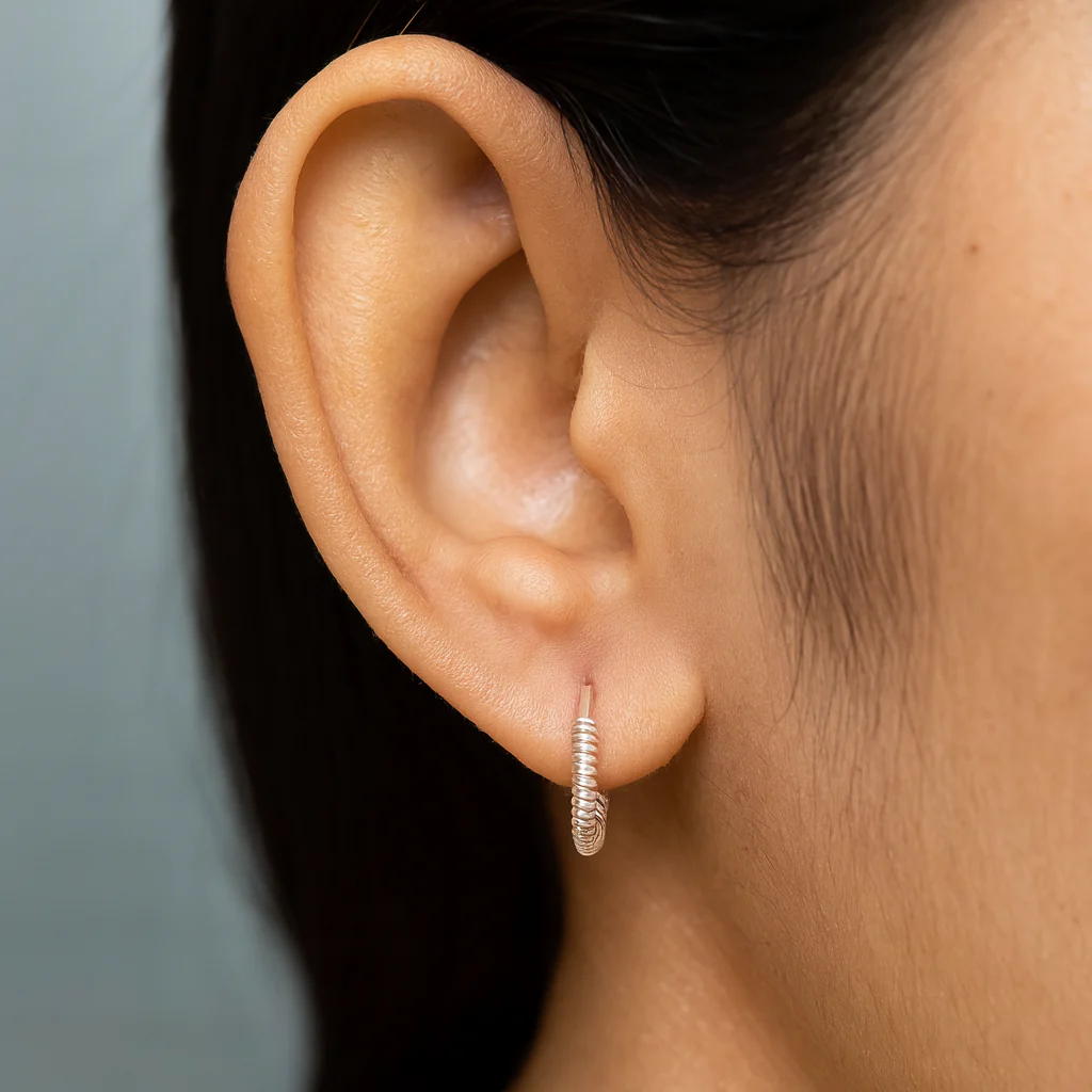 Elegant Coiled Design Silver Hoops - Image 3