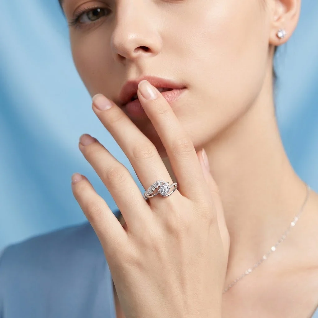 Elegant Infinity Solitaire CZ Ring for Women – Silver Plated Crystal Statement Ring - Image 2