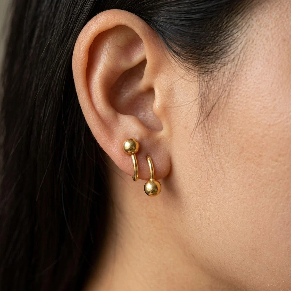 Elegant Minimalist Double Spiral Silver Earrings - Image 3
