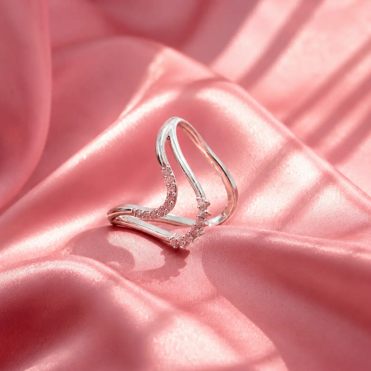 Elegant Open Wrap Ring – Silver Crystal Accent Ring - Image 3