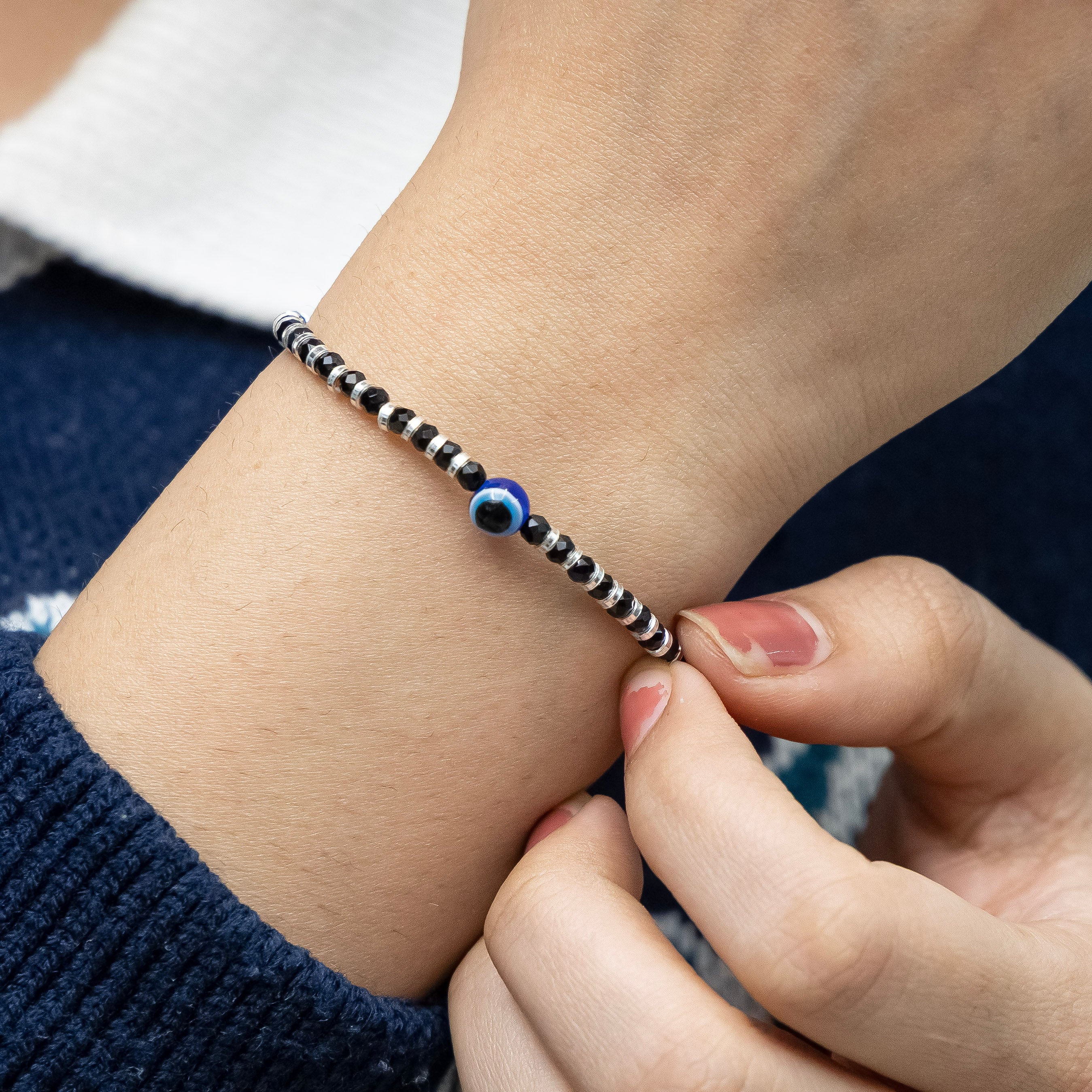 Evil Eye Protection Black Bead Bracelet Nazar Suraksha - Image 4