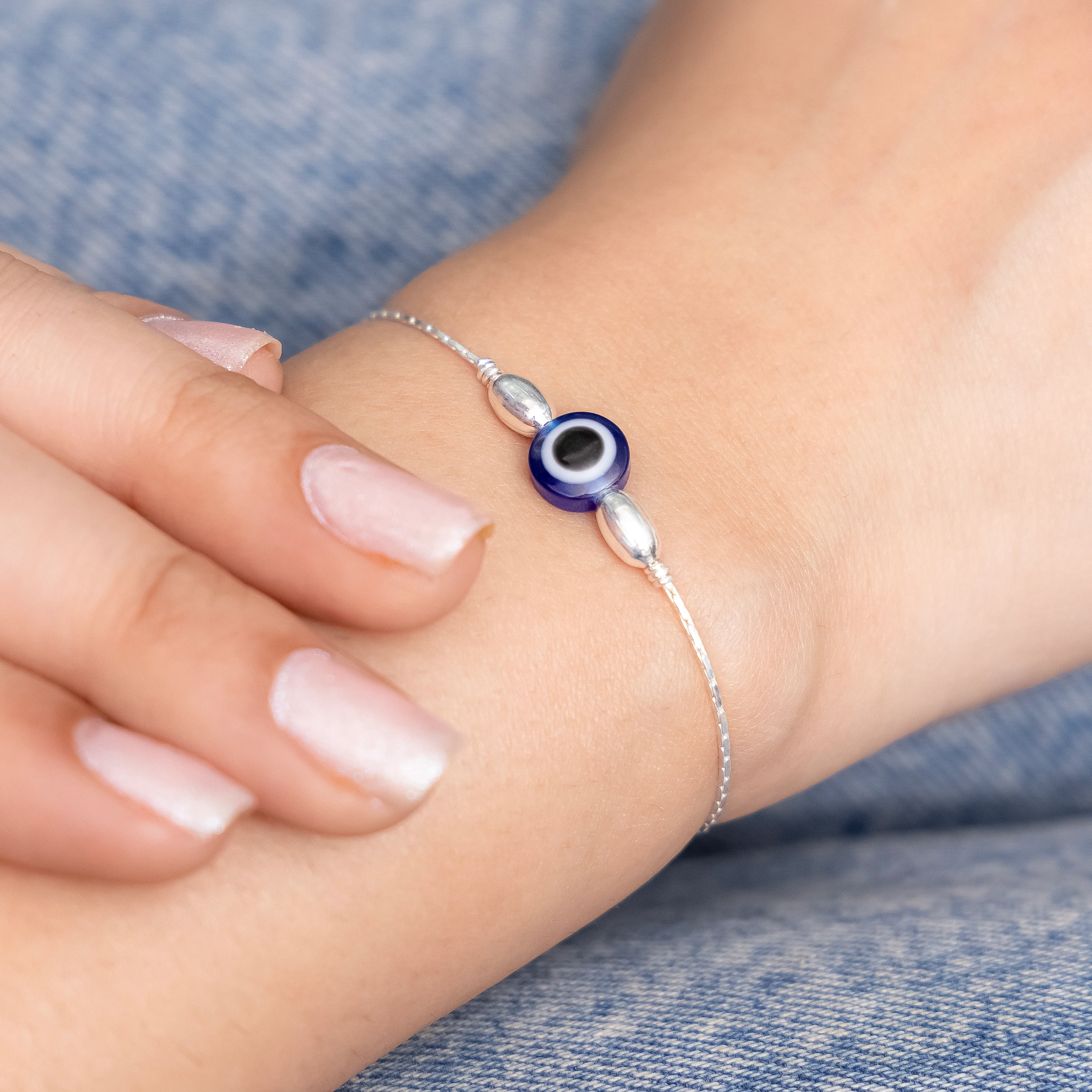 Evil Eye Silver Wrist Charm
