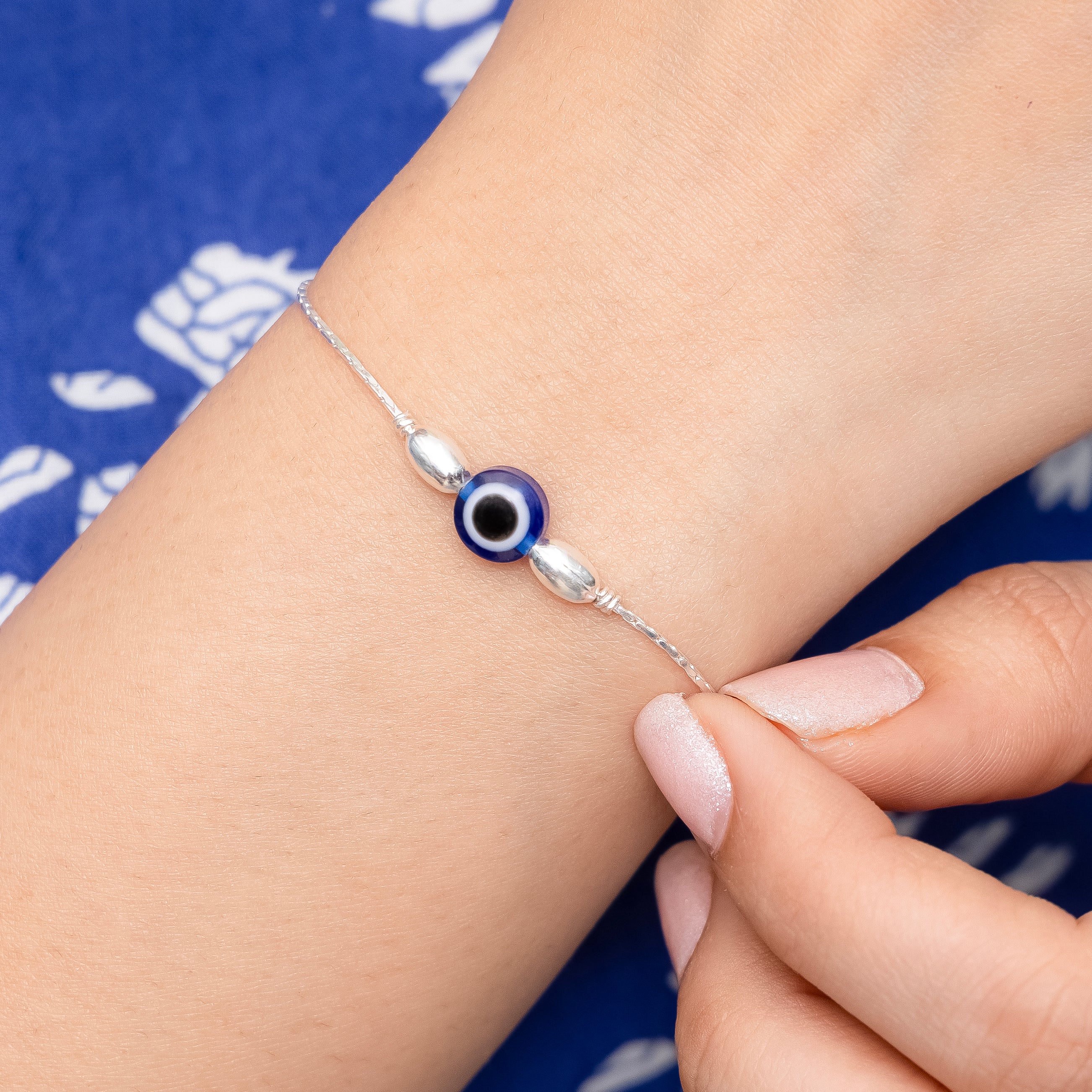 Evil Eye Silver Wrist Charm - Image 2