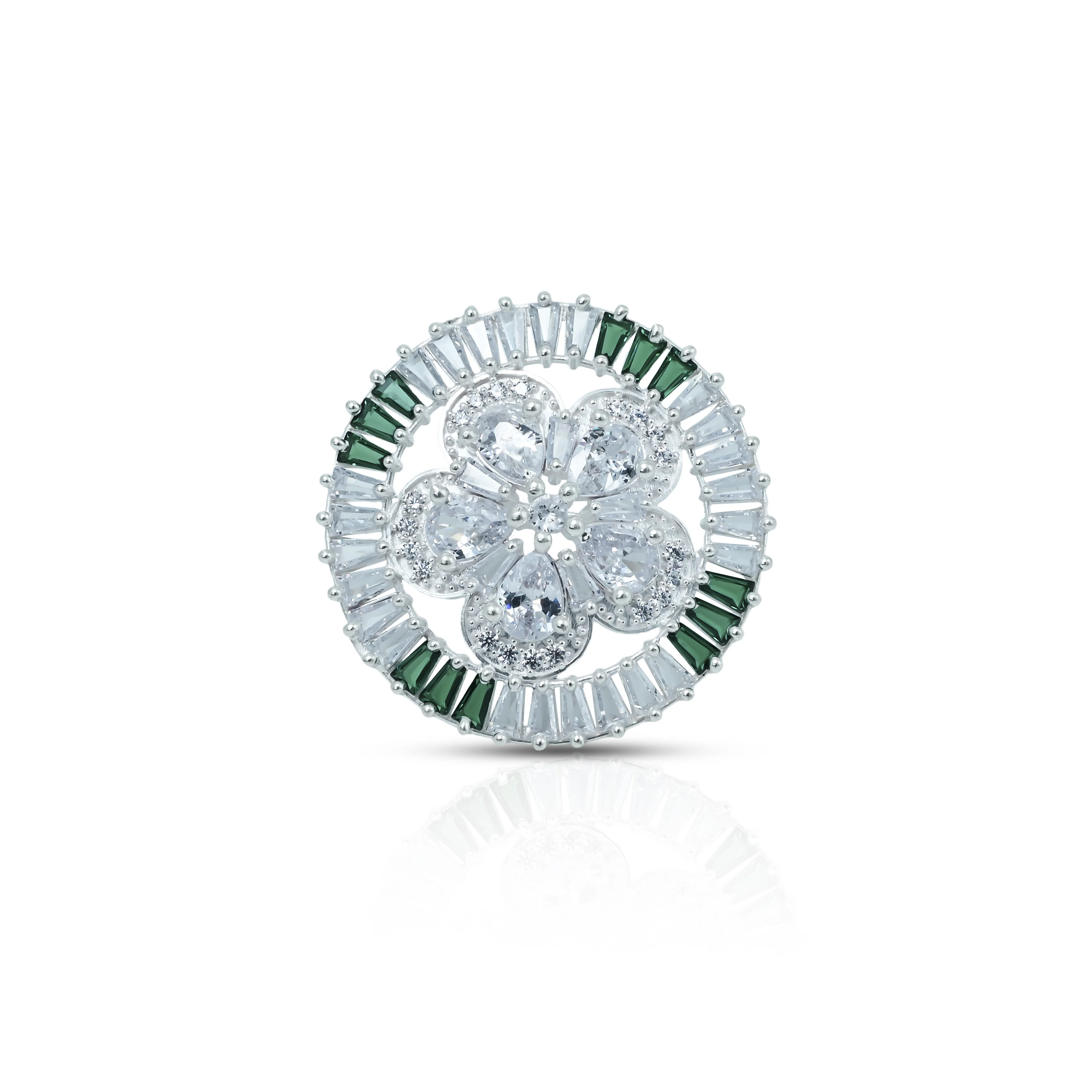 Flower Design Silver Ring with Gemstones - Image 2