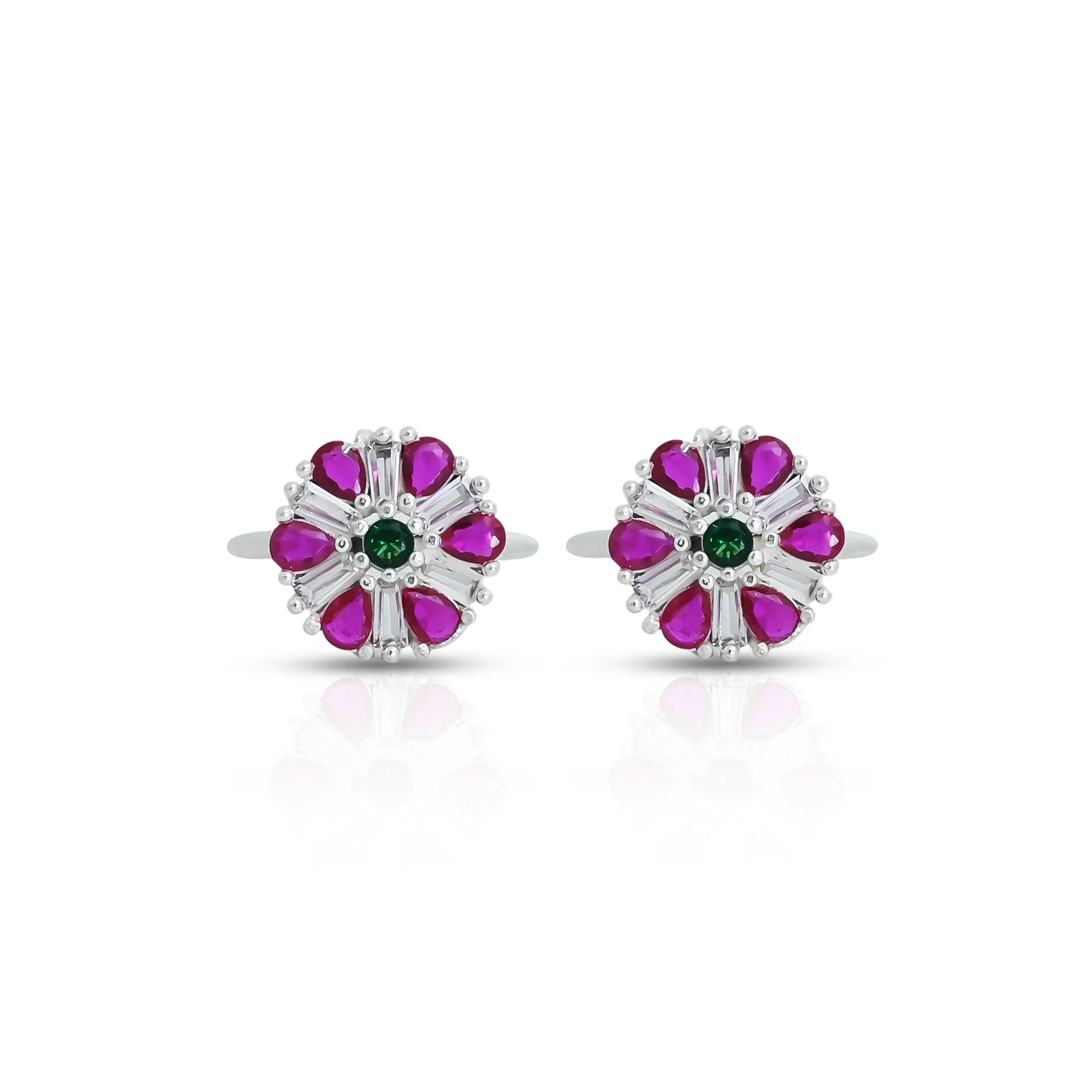 Flower Design with Purple Stone Silver Toe Ring - Image 2
