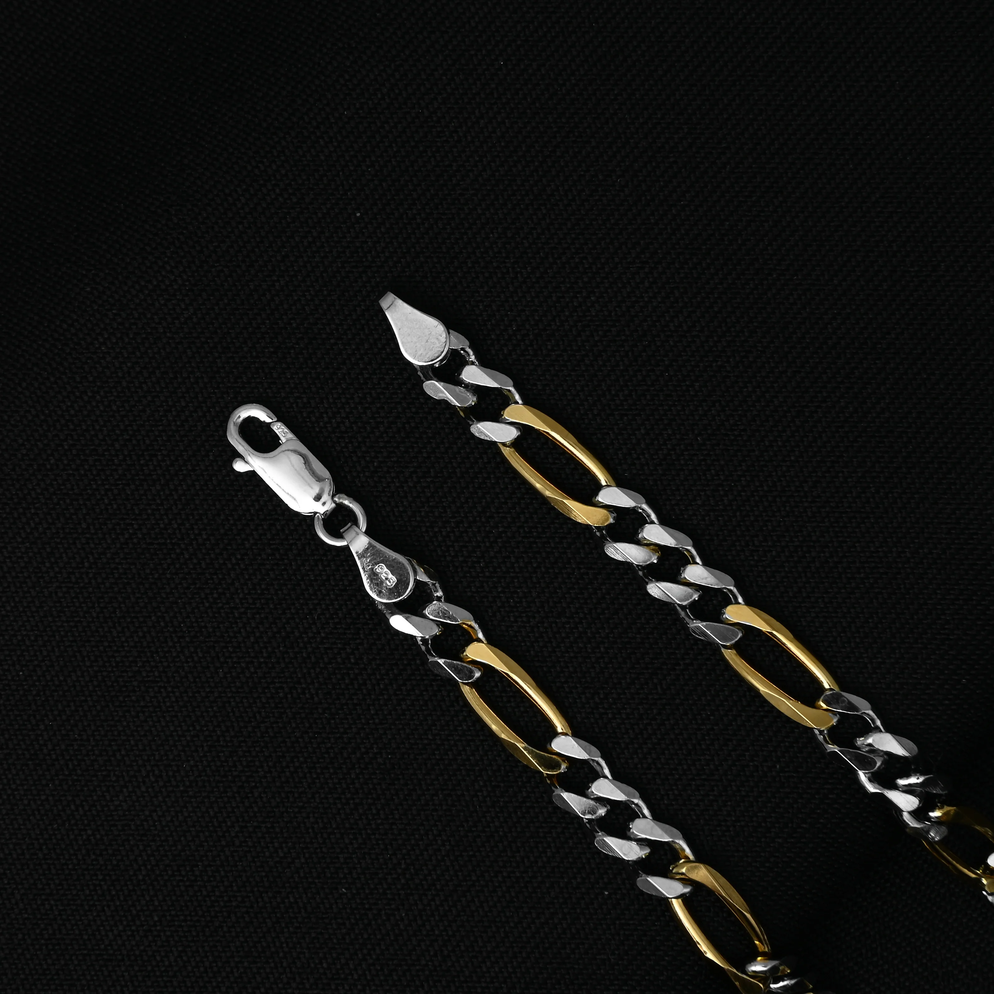 Gold Plated Interlocked Silver Chain For Boys - Image 4