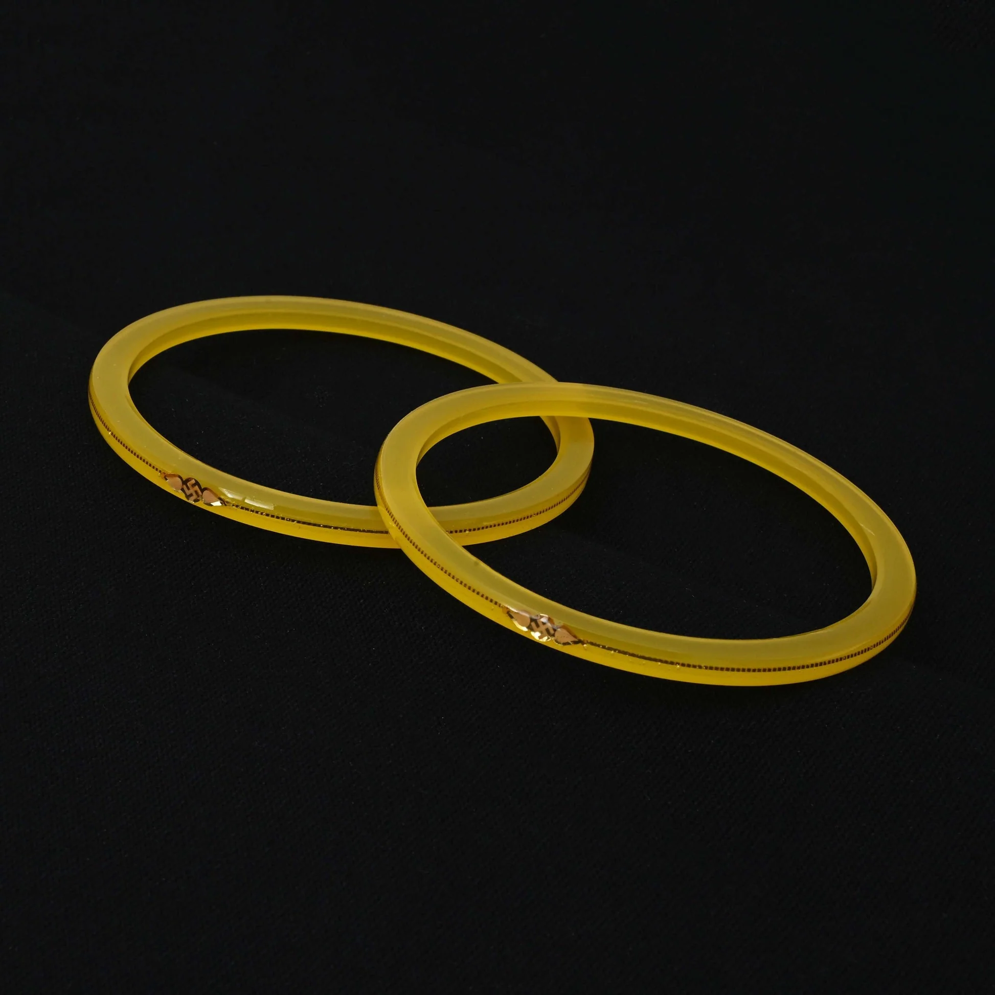 Gold Small Swastika Design Yellow Bangle. - Image 3