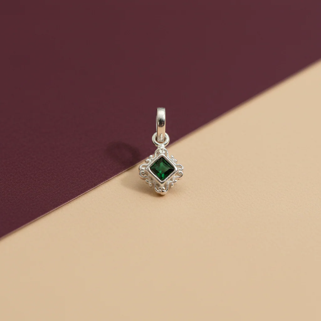Square Stone Silver Pendant - Image 5